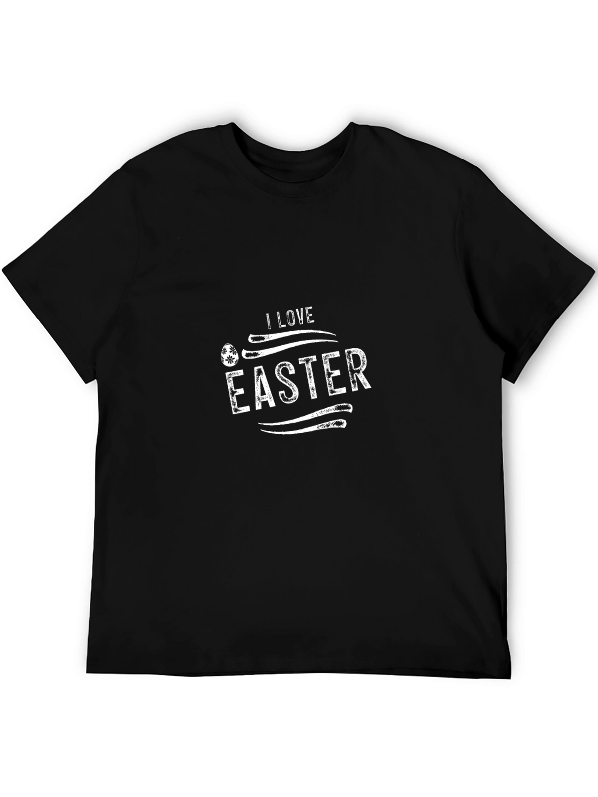 I Love Easter Graphic Print Black T-Shirt