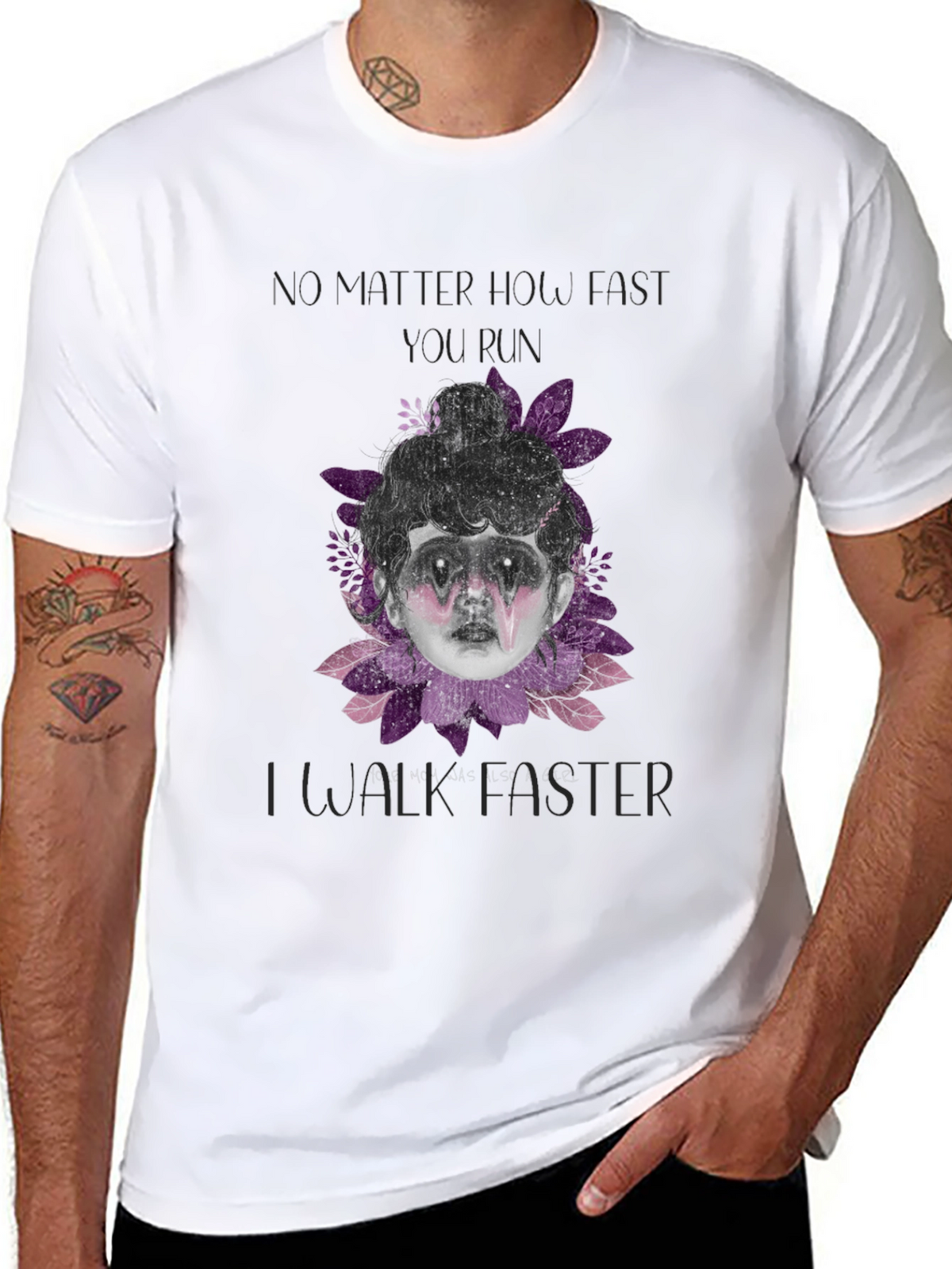 Gothic Girl T-Shirt - Dark Floral Design