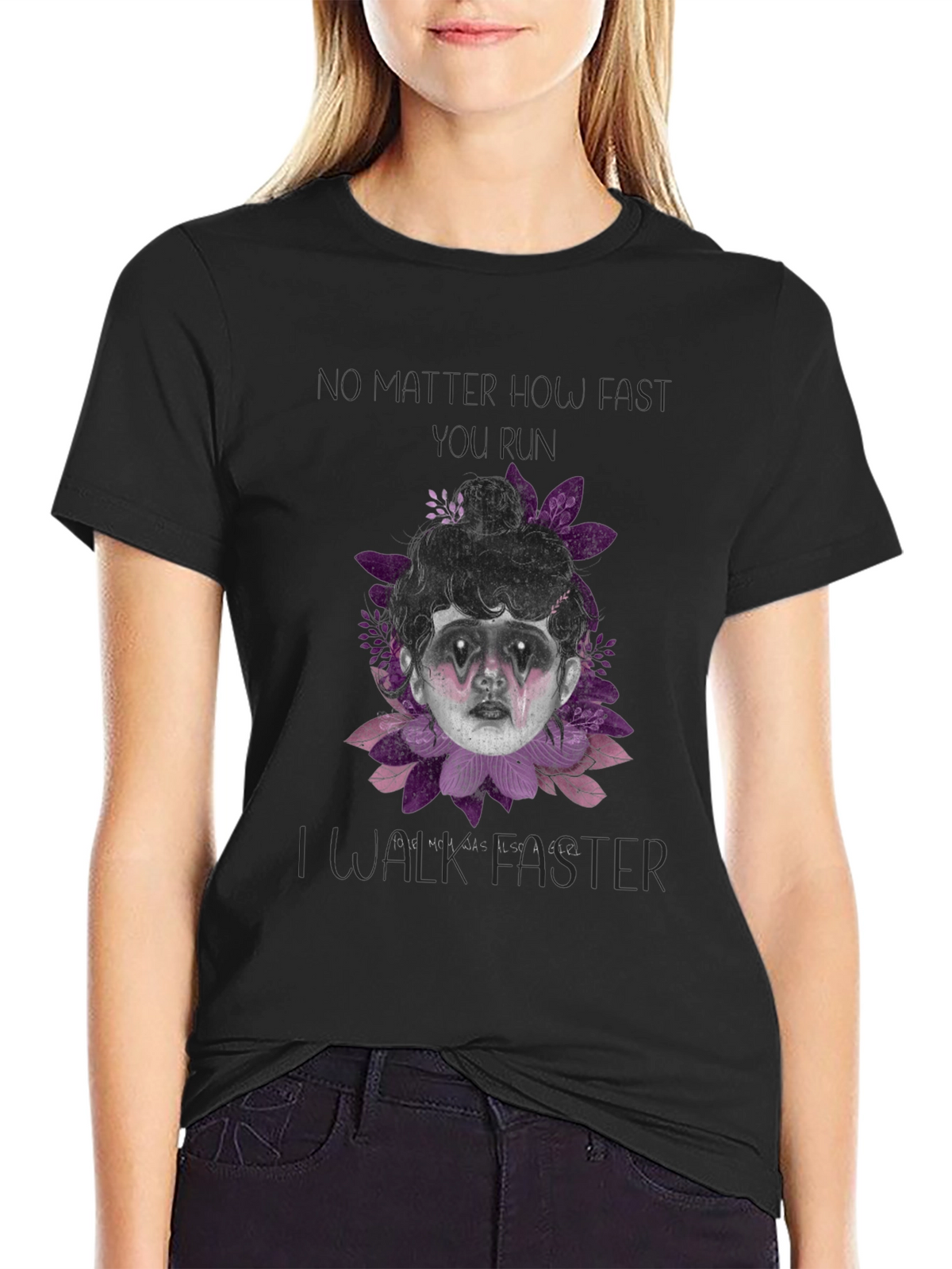 Gothic Girl T-Shirt - Dark Floral Design