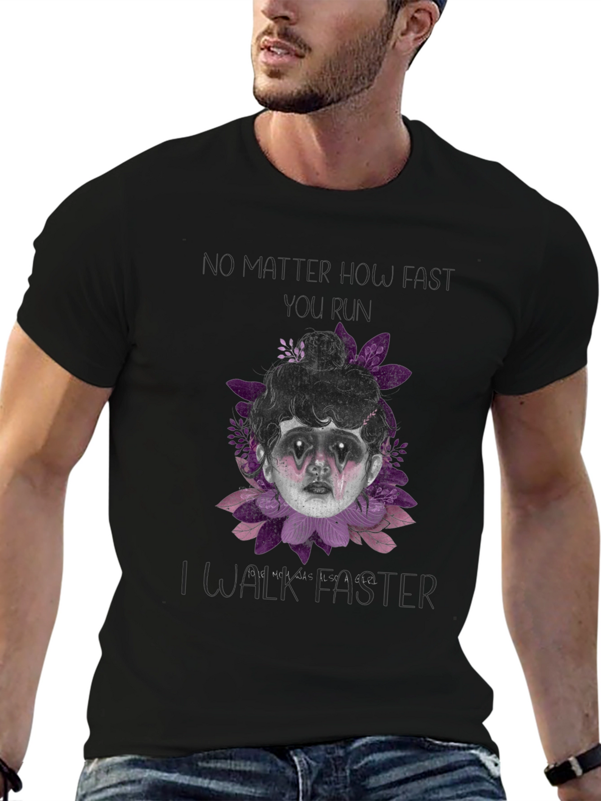 Gothic Girl T-Shirt - Dark Floral Design