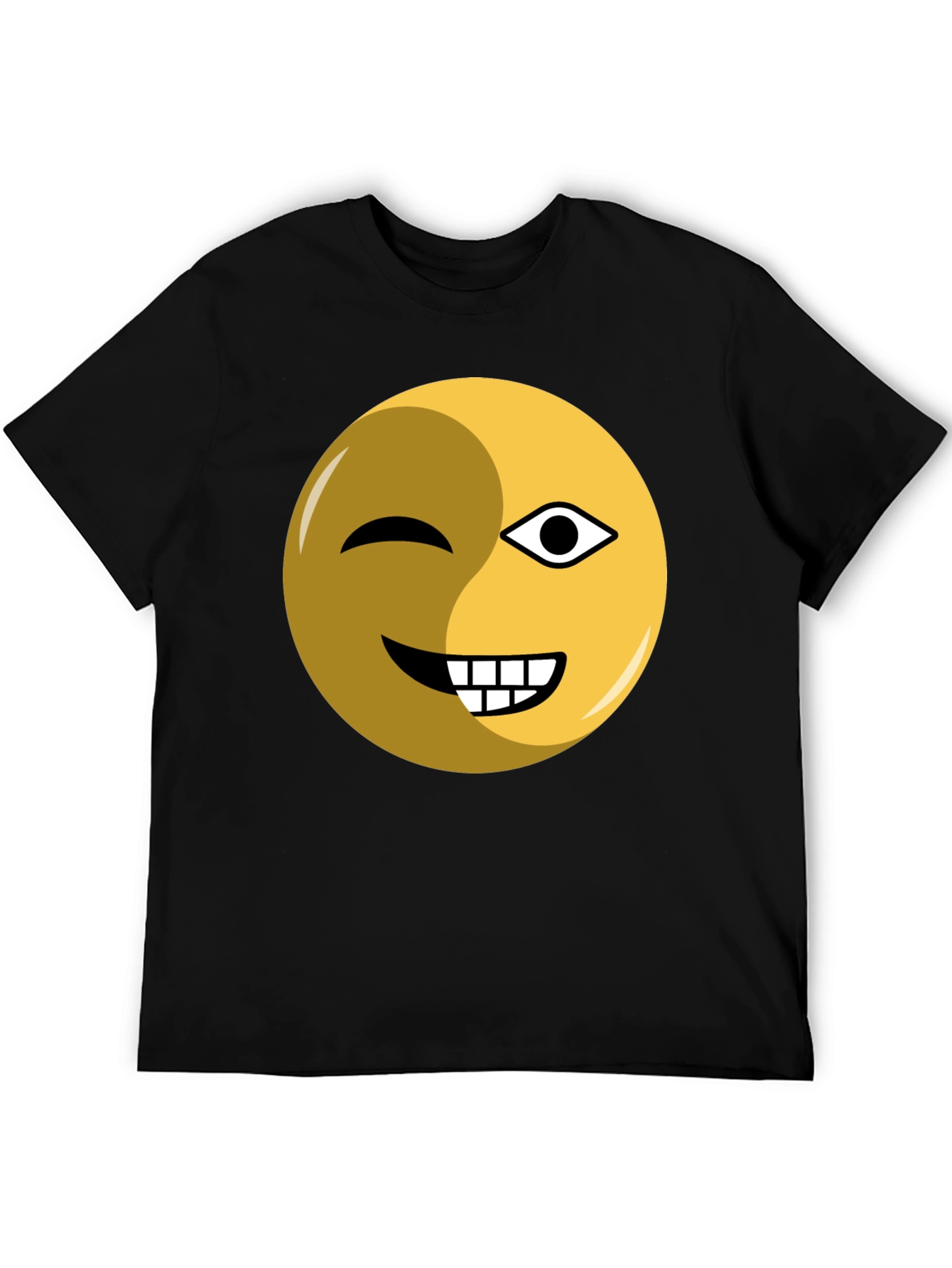 Winking Emoji Graphic Tee - Black Cotton Blend