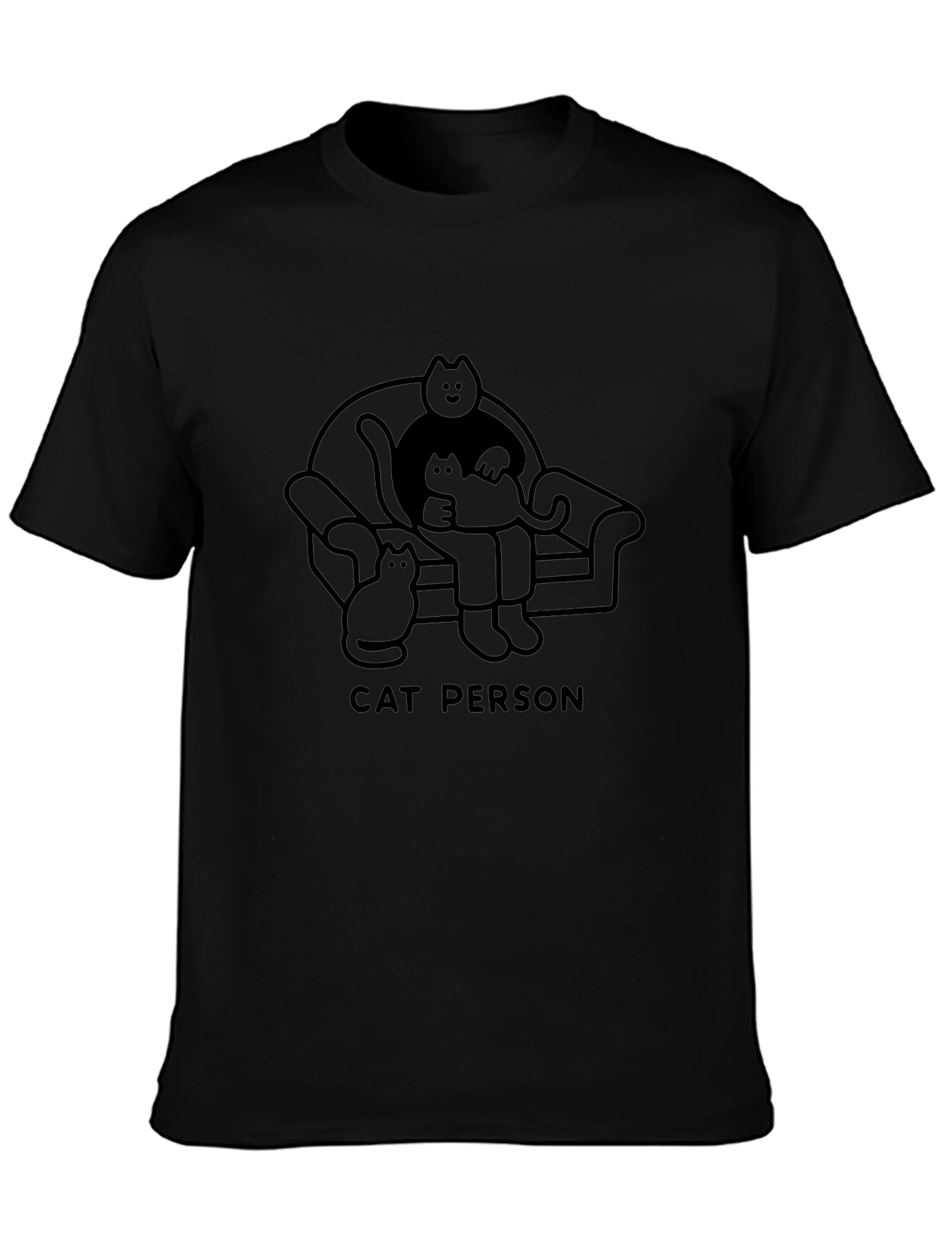 Cat Person Graphic T-Shirt - Black