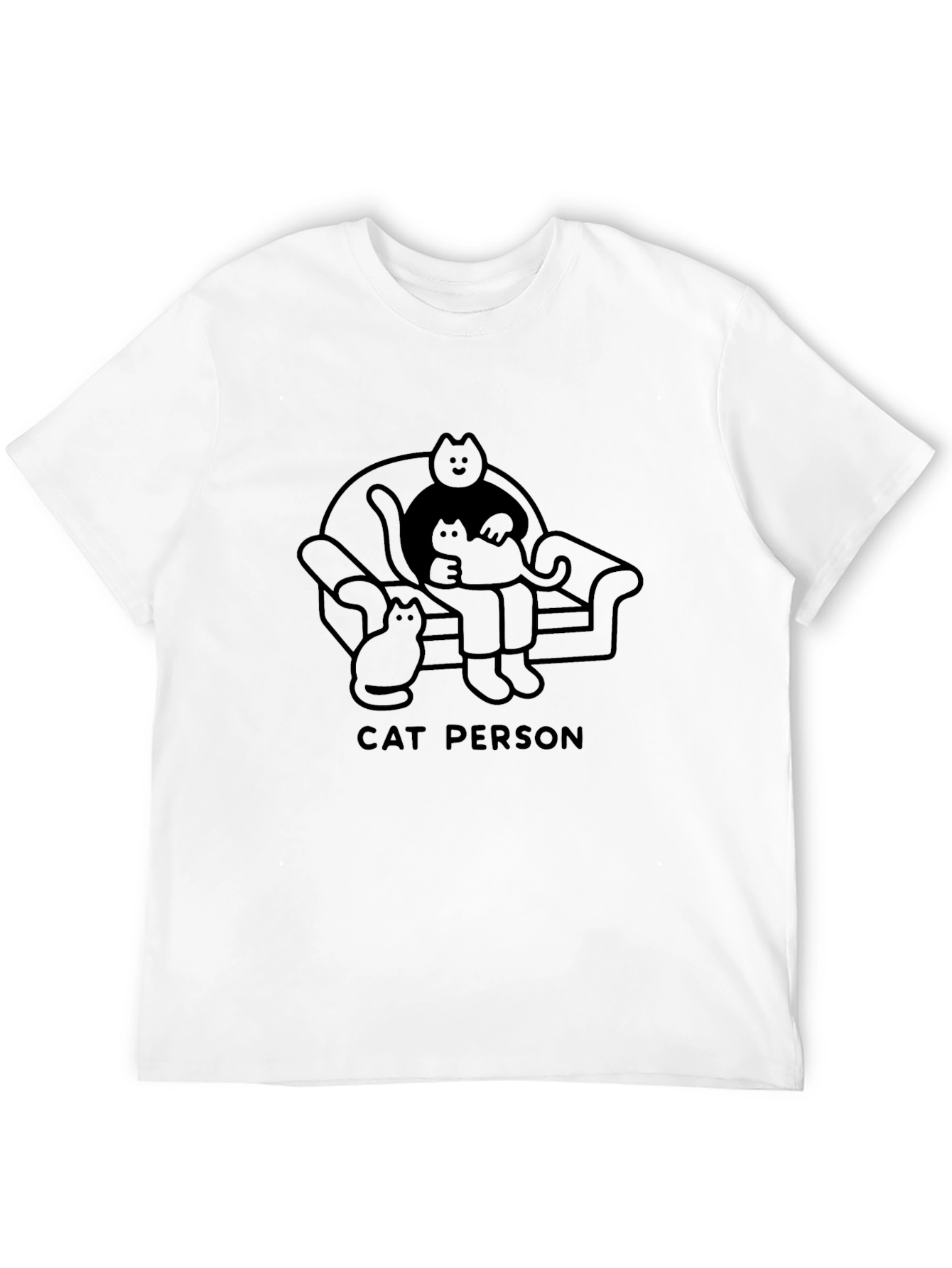 Cat Person Graphic T-Shirt - Black