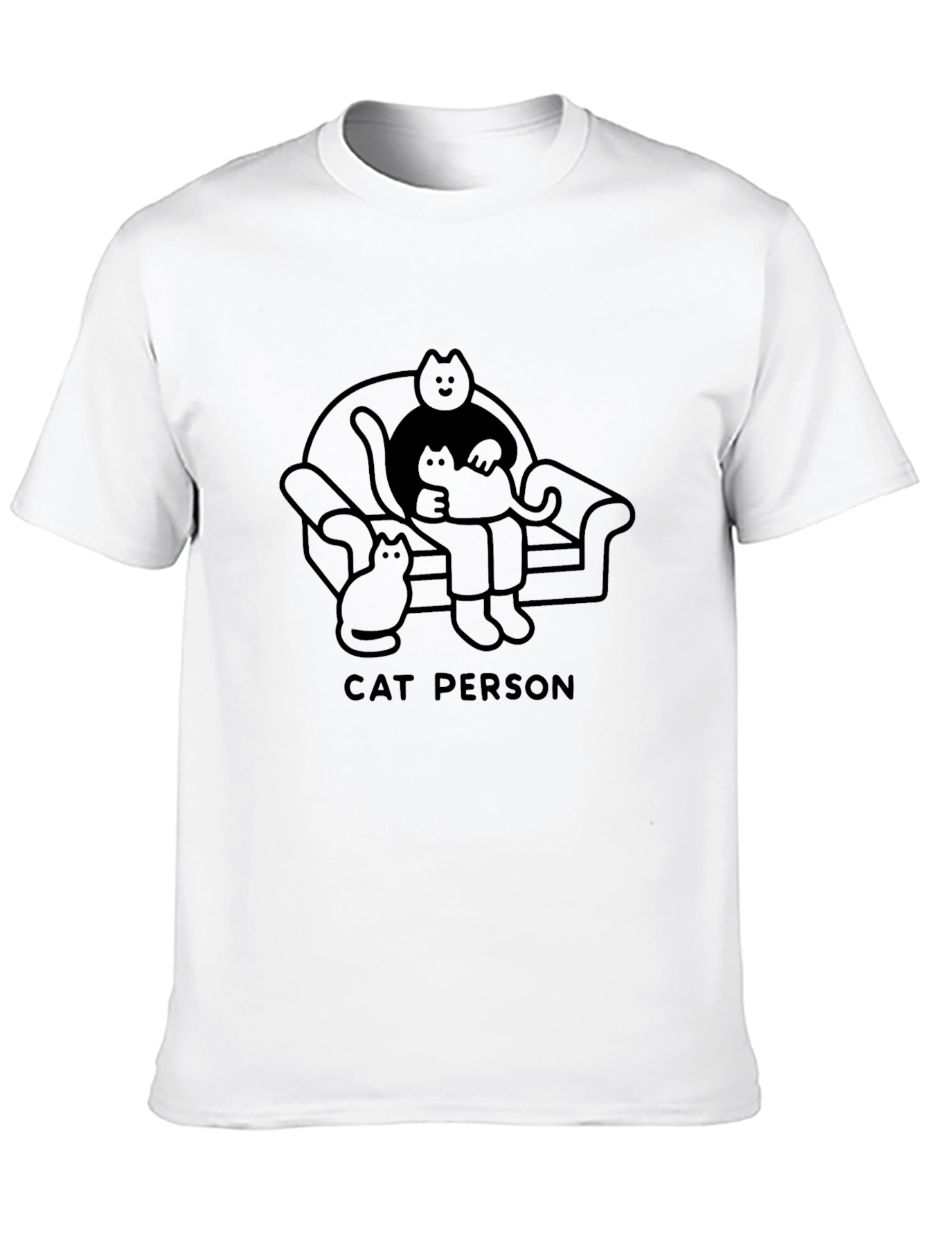 Cat Person Graphic T-Shirt - Black