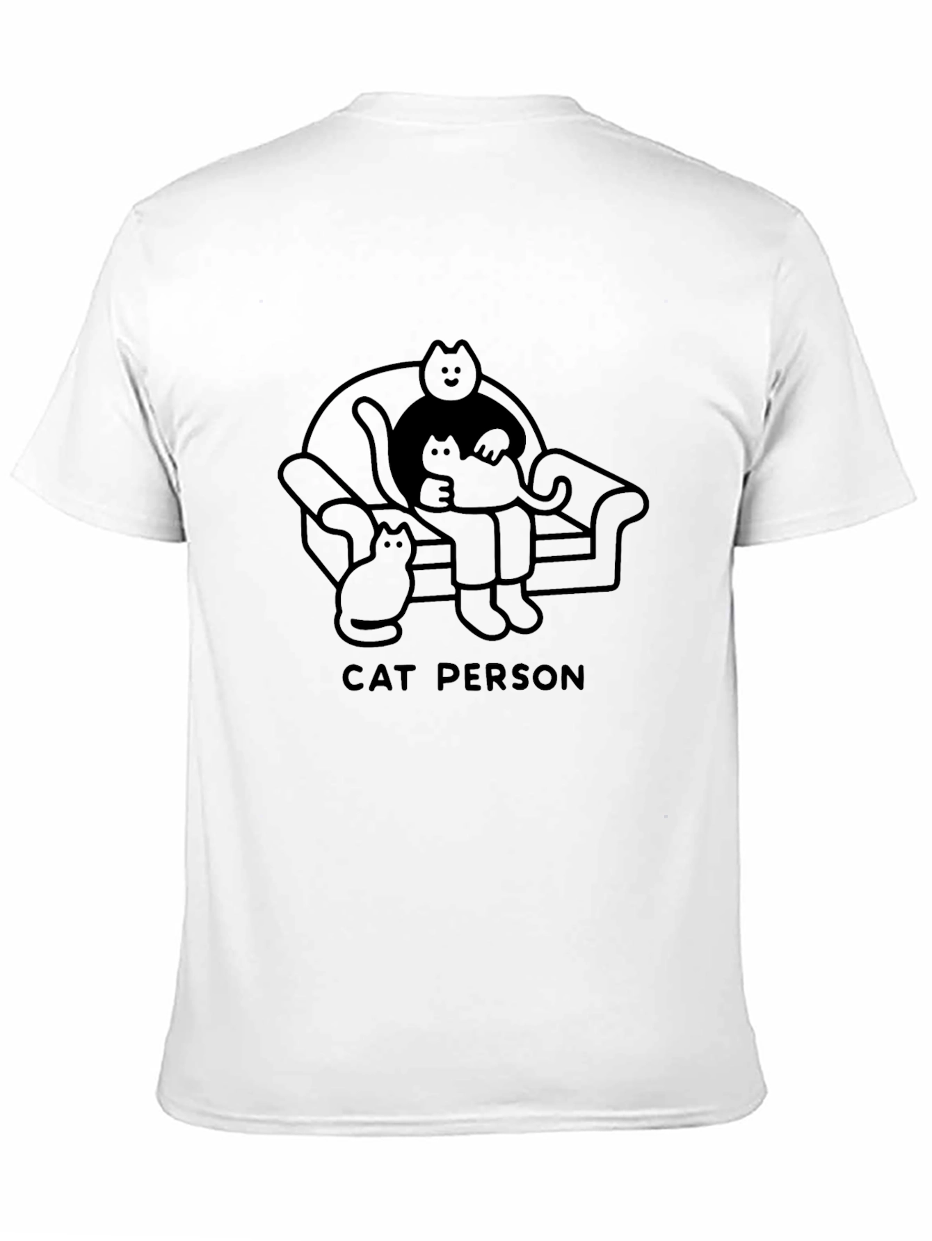 Cat Person Graphic T-Shirt - Black