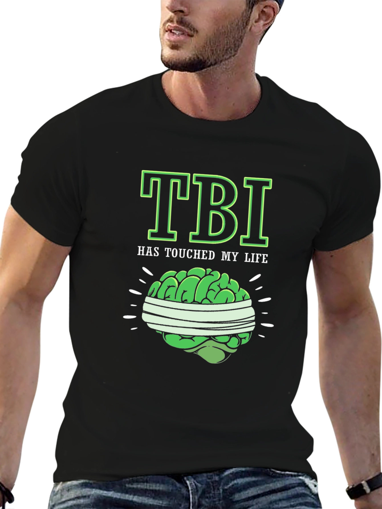 TBI Awareness Black T-Shirt Brain Injury Tee