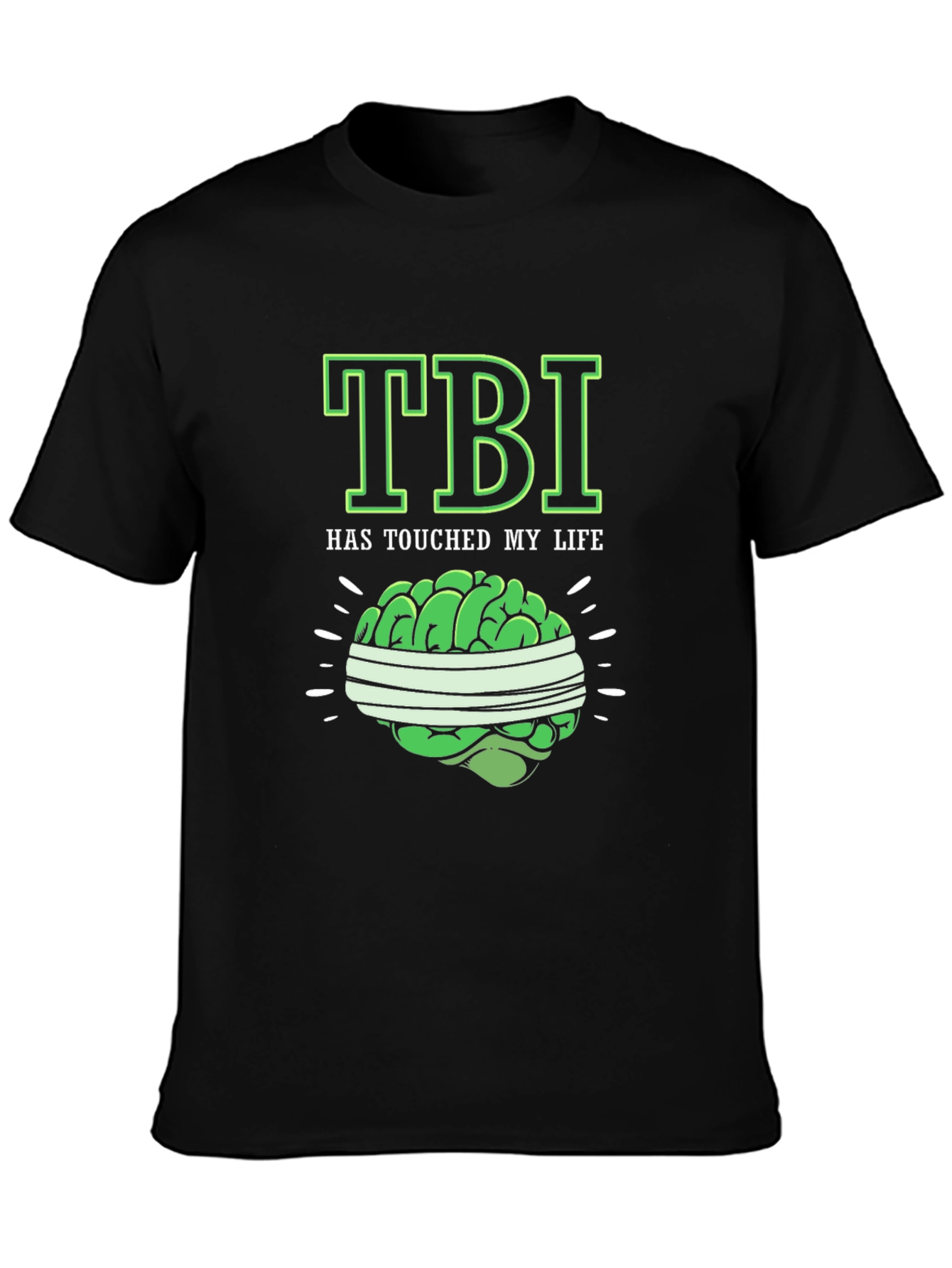 TBI Awareness Black T-Shirt Brain Injury Tee