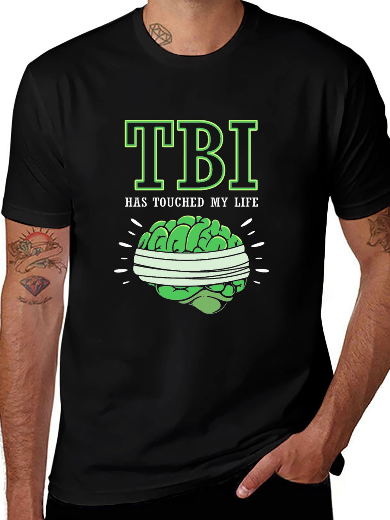 TBI Awareness Black T-Shirt Brain Injury Tee
