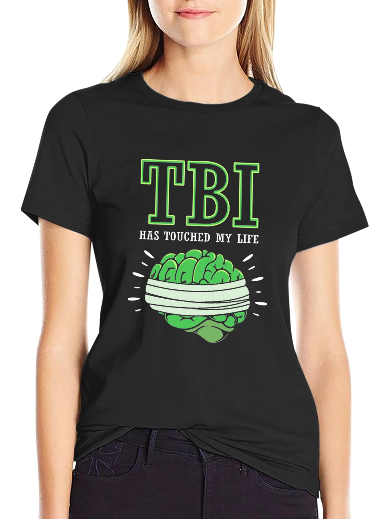 TBI Awareness Black T-Shirt Brain Injury Tee