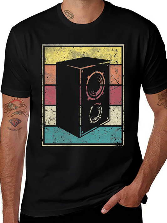 Retro Speaker Graphic Tee - Vintage Style Music Lover T-Shirt