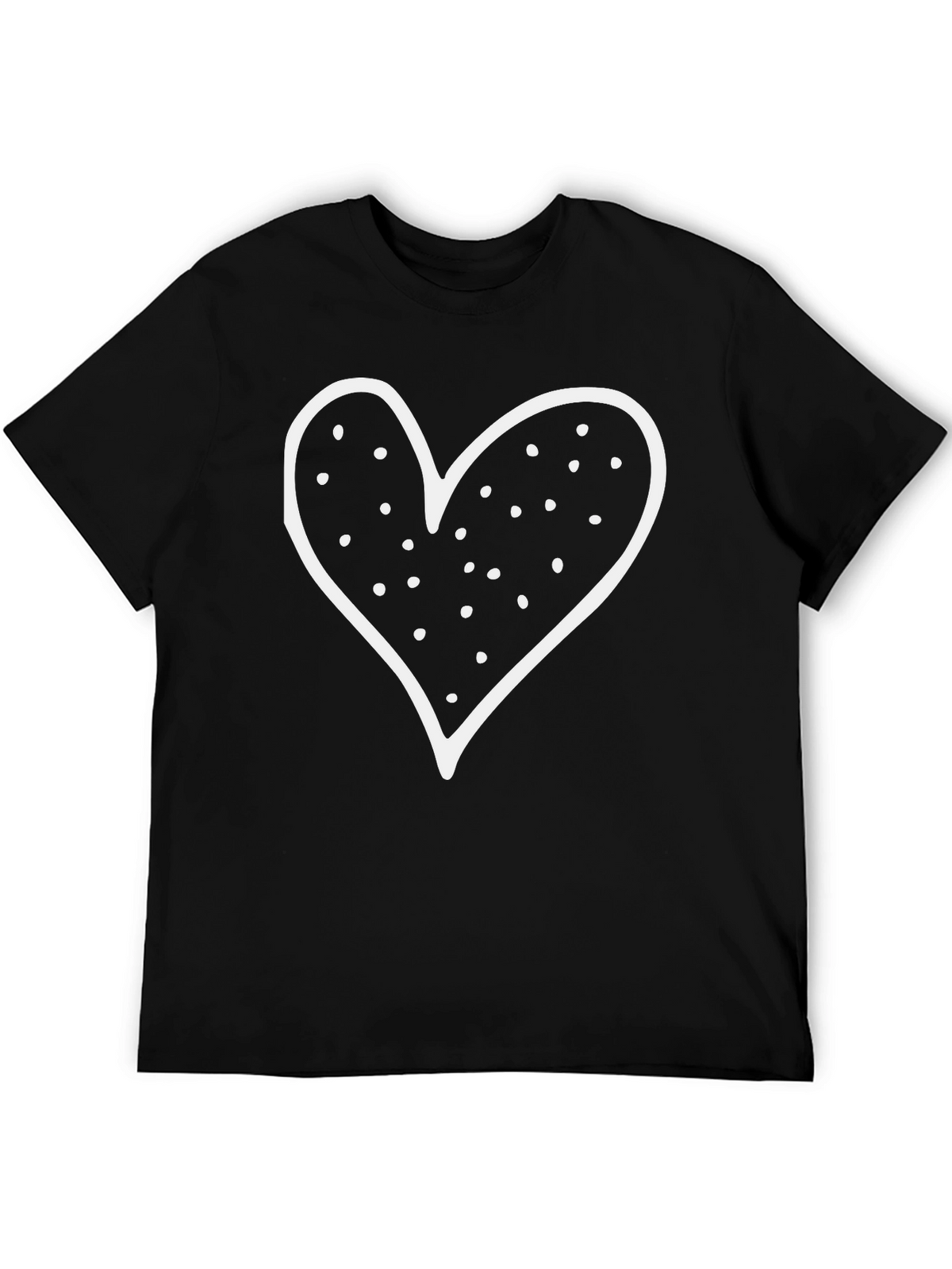 Heart Graphic Black Crew Neck T-Shirt