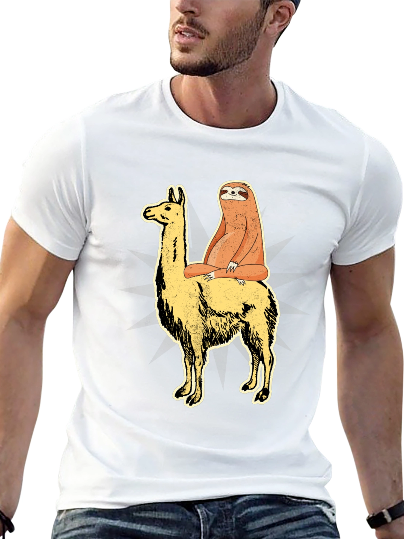 Sloth Riding Llama Graphic Tee - Unisex T-Shirt