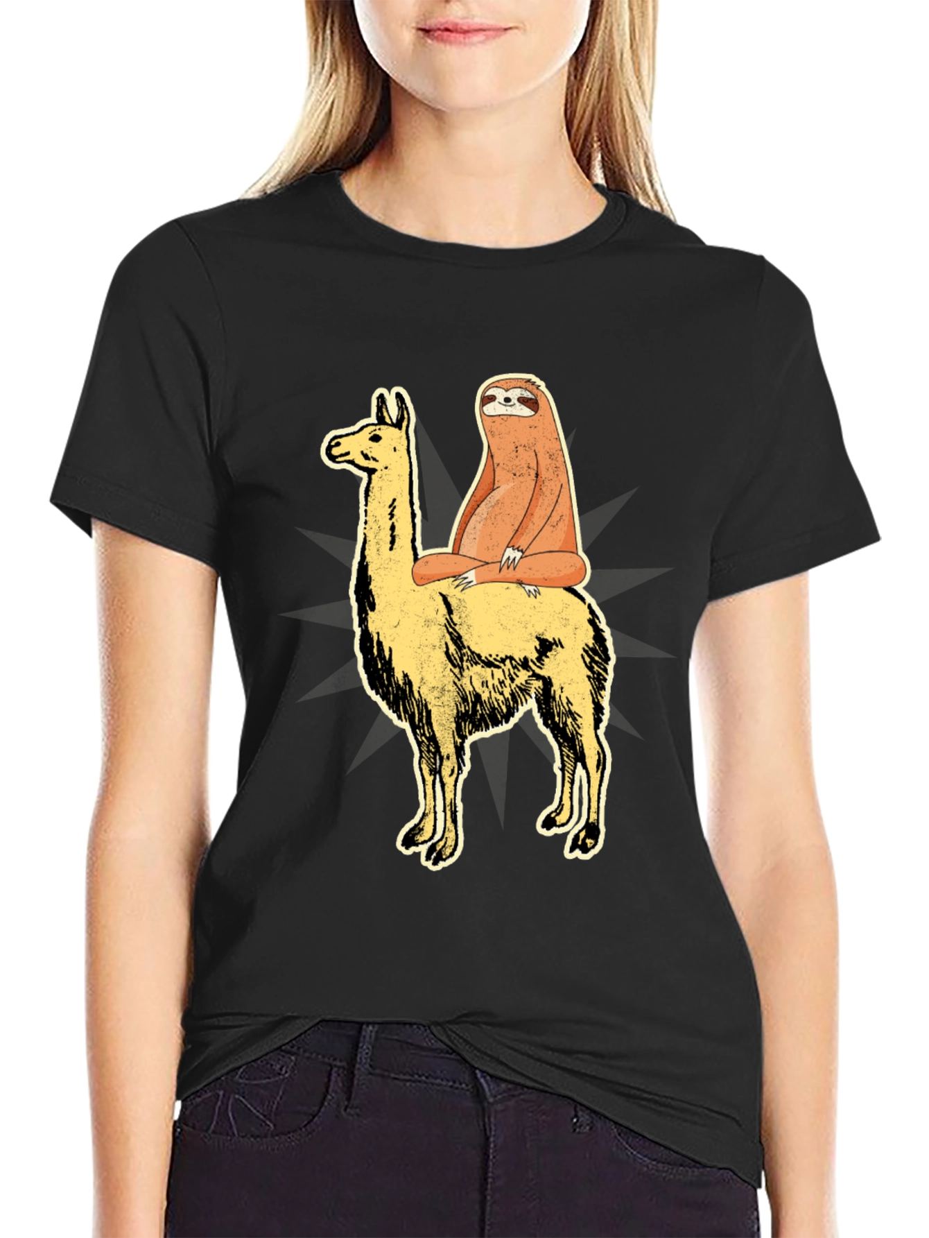 Sloth Riding Llama Graphic Tee - Unisex T-Shirt