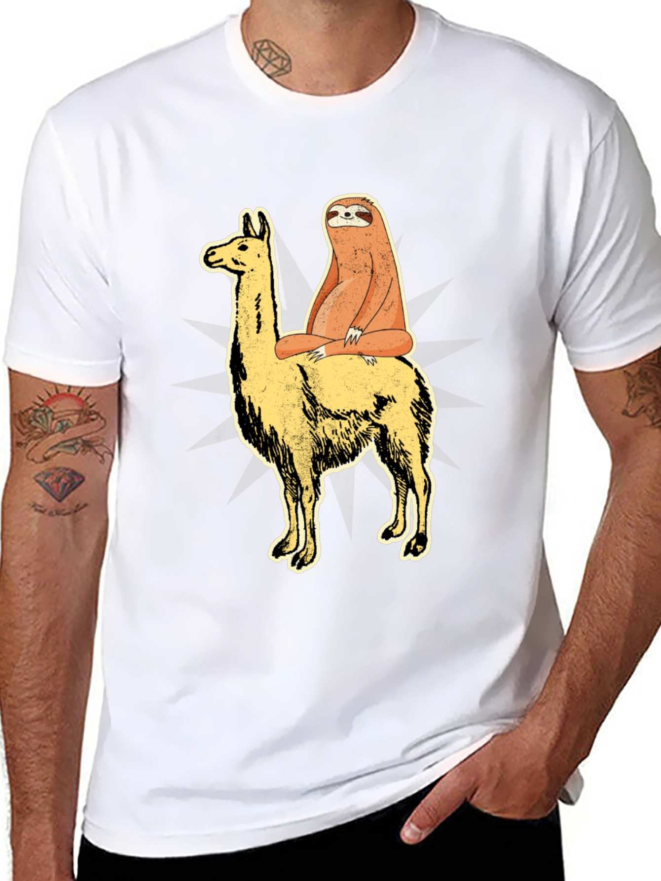 Sloth Riding Llama Graphic Tee - Unisex T-Shirt