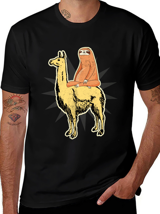 Sloth Riding Llama Graphic Tee - Unisex T-Shirt