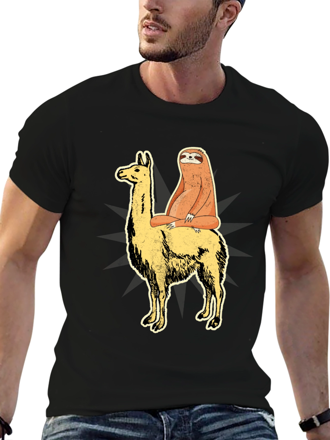 Sloth Riding Llama Graphic Tee - Unisex T-Shirt