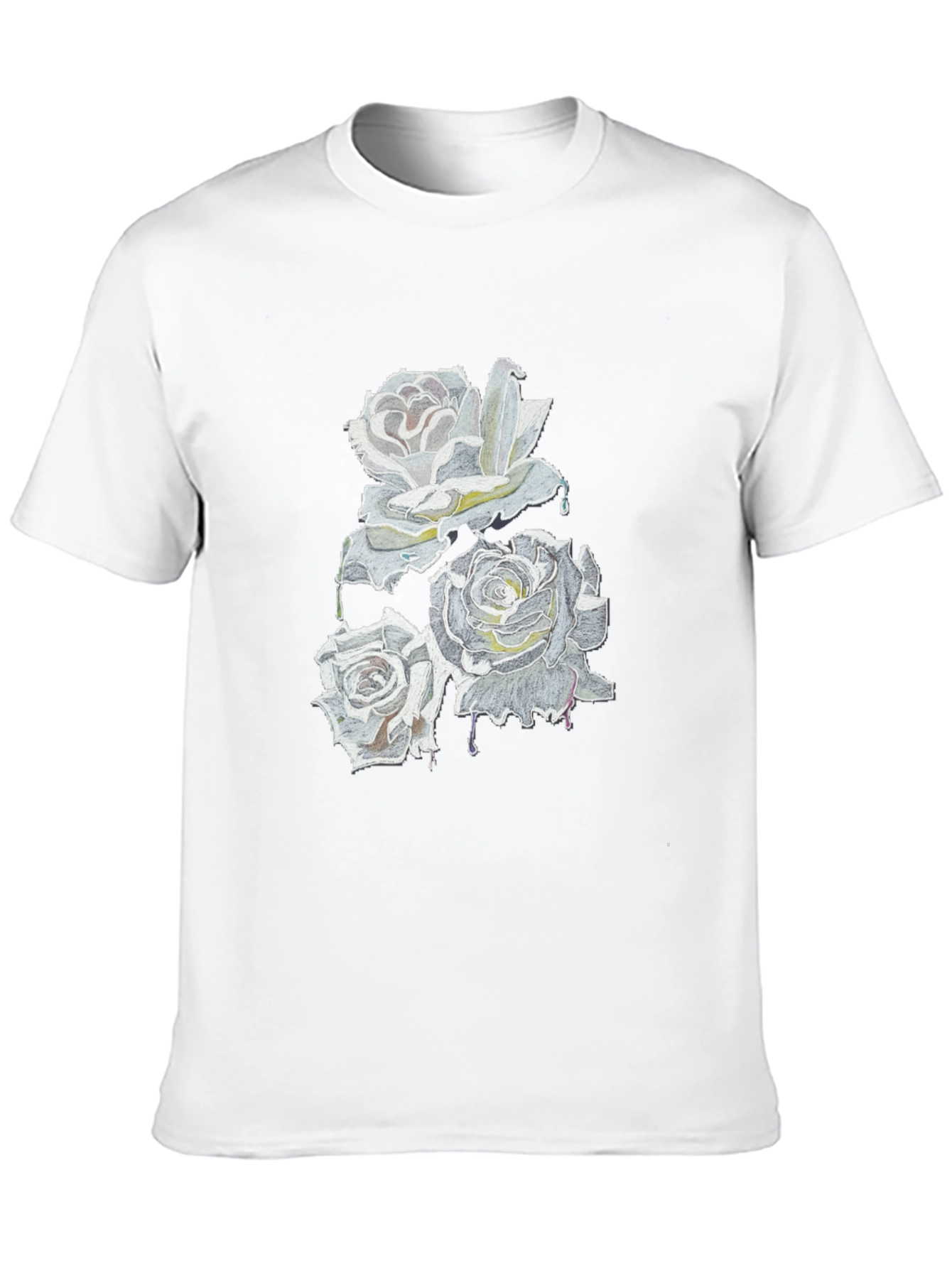 Roses Drip Graphic Black T-Shirt