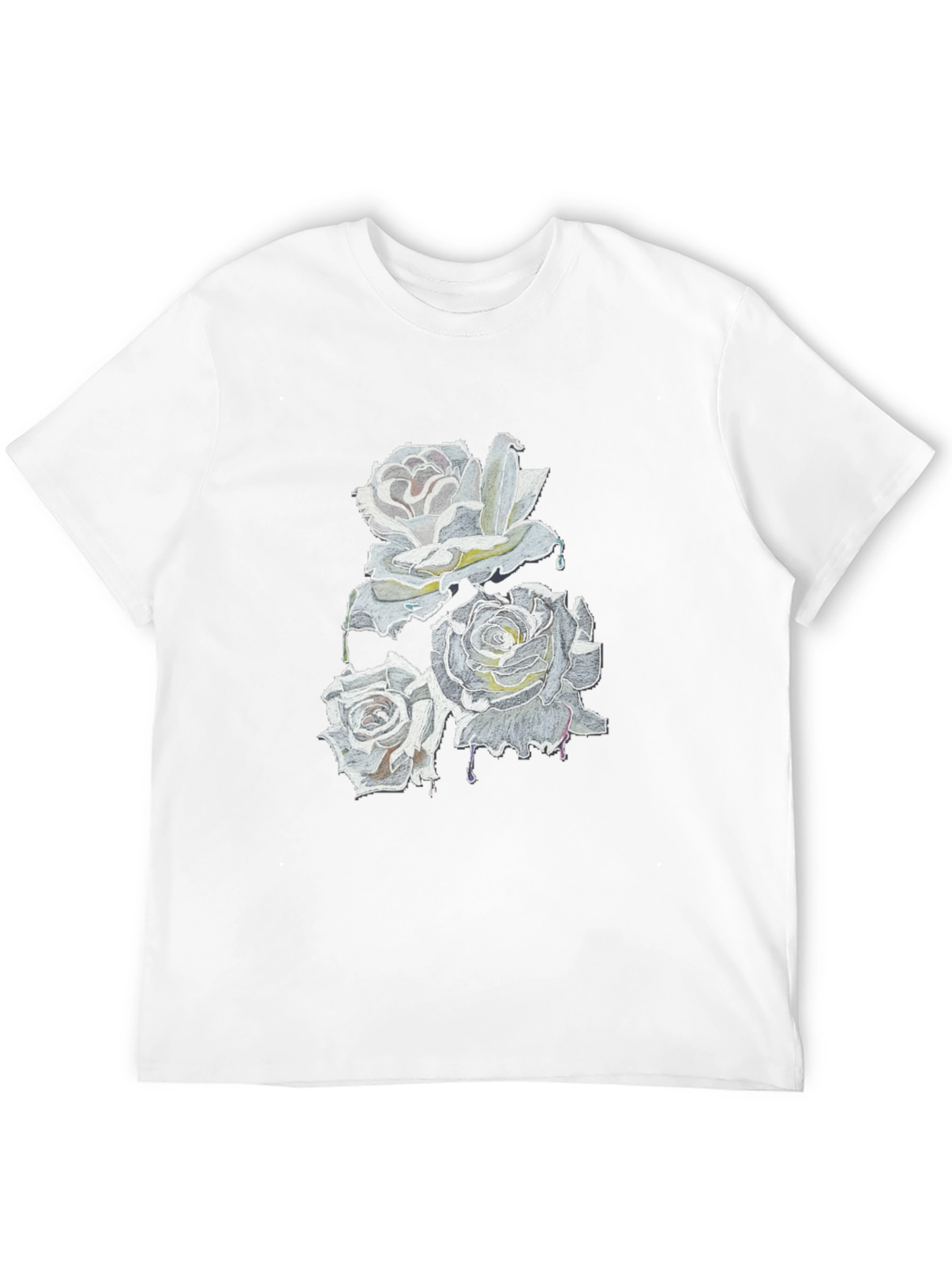 Roses Drip Graphic Black T-Shirt