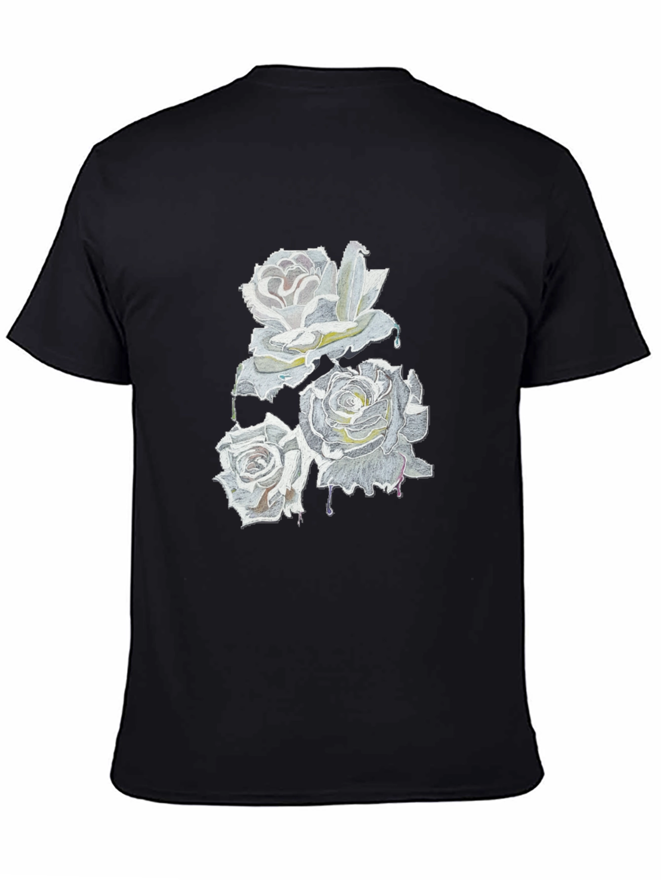 Roses Drip Graphic Black T-Shirt