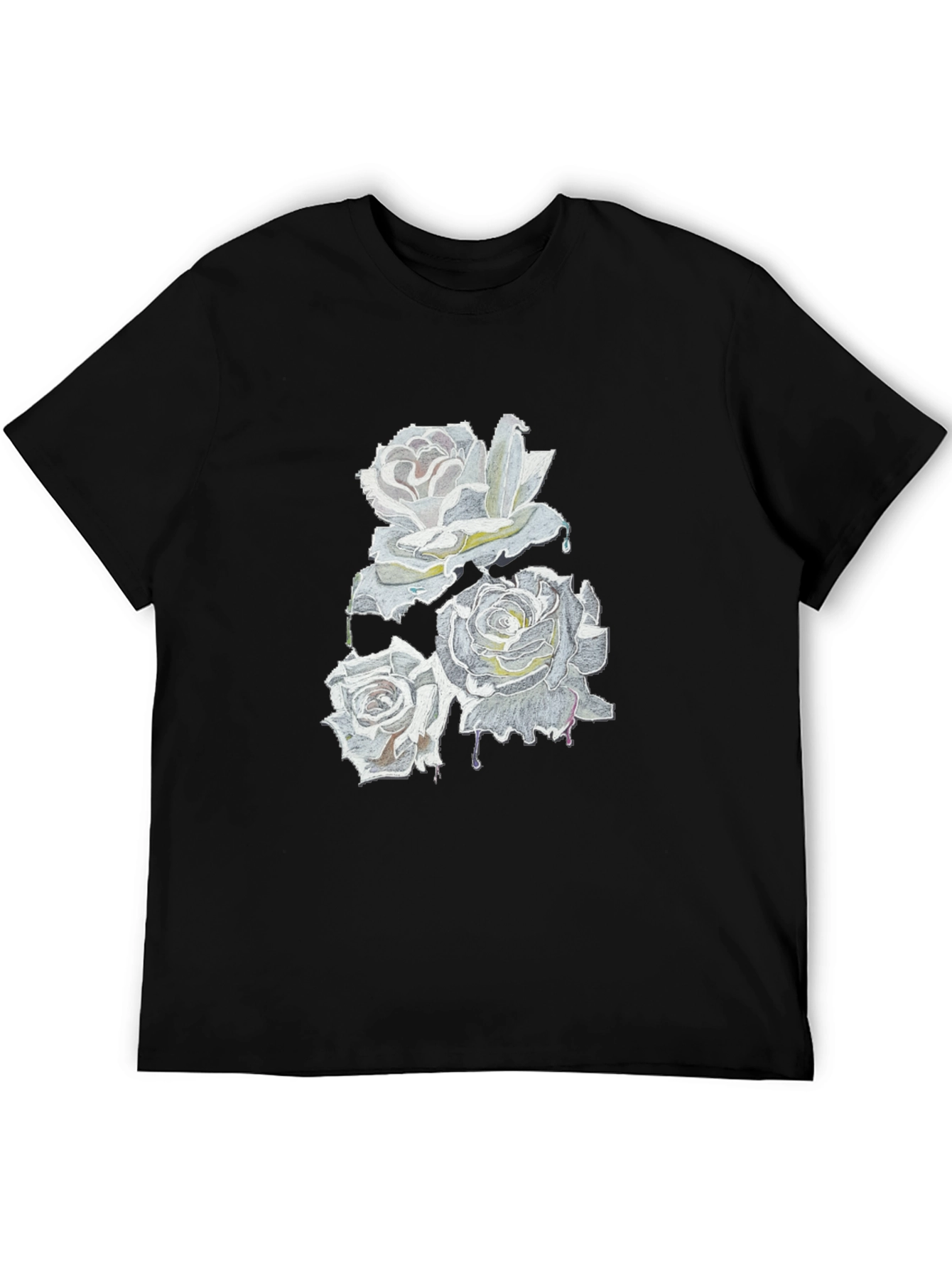 Roses Drip Graphic Black T-Shirt