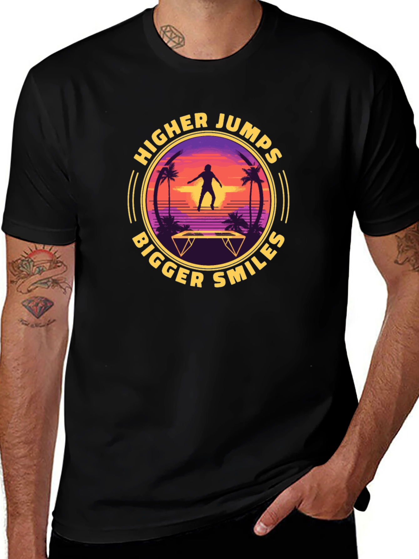 Higher Jumps Bigger Smiles Black Graphic Tee
