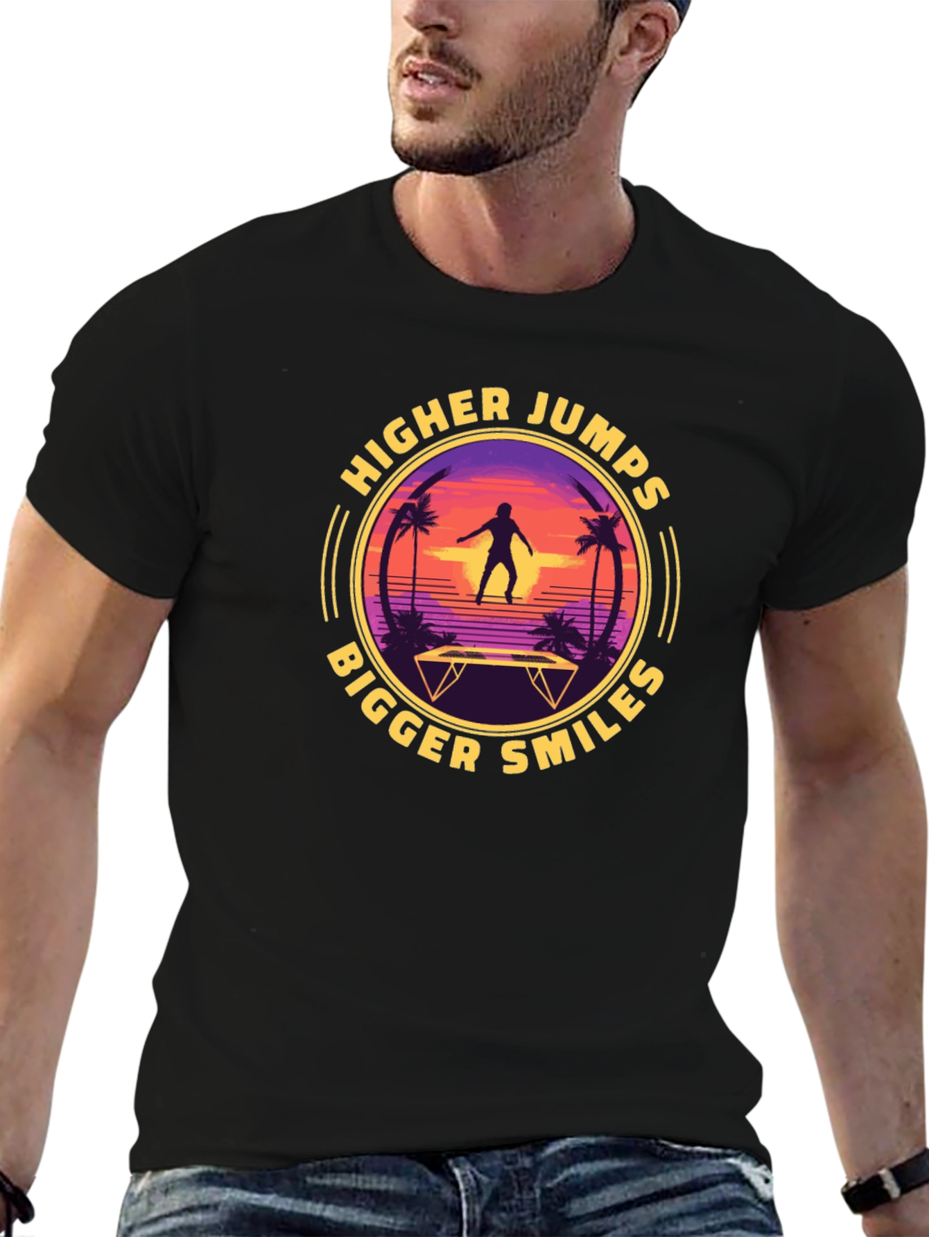 Higher Jumps Bigger Smiles Black Graphic Tee