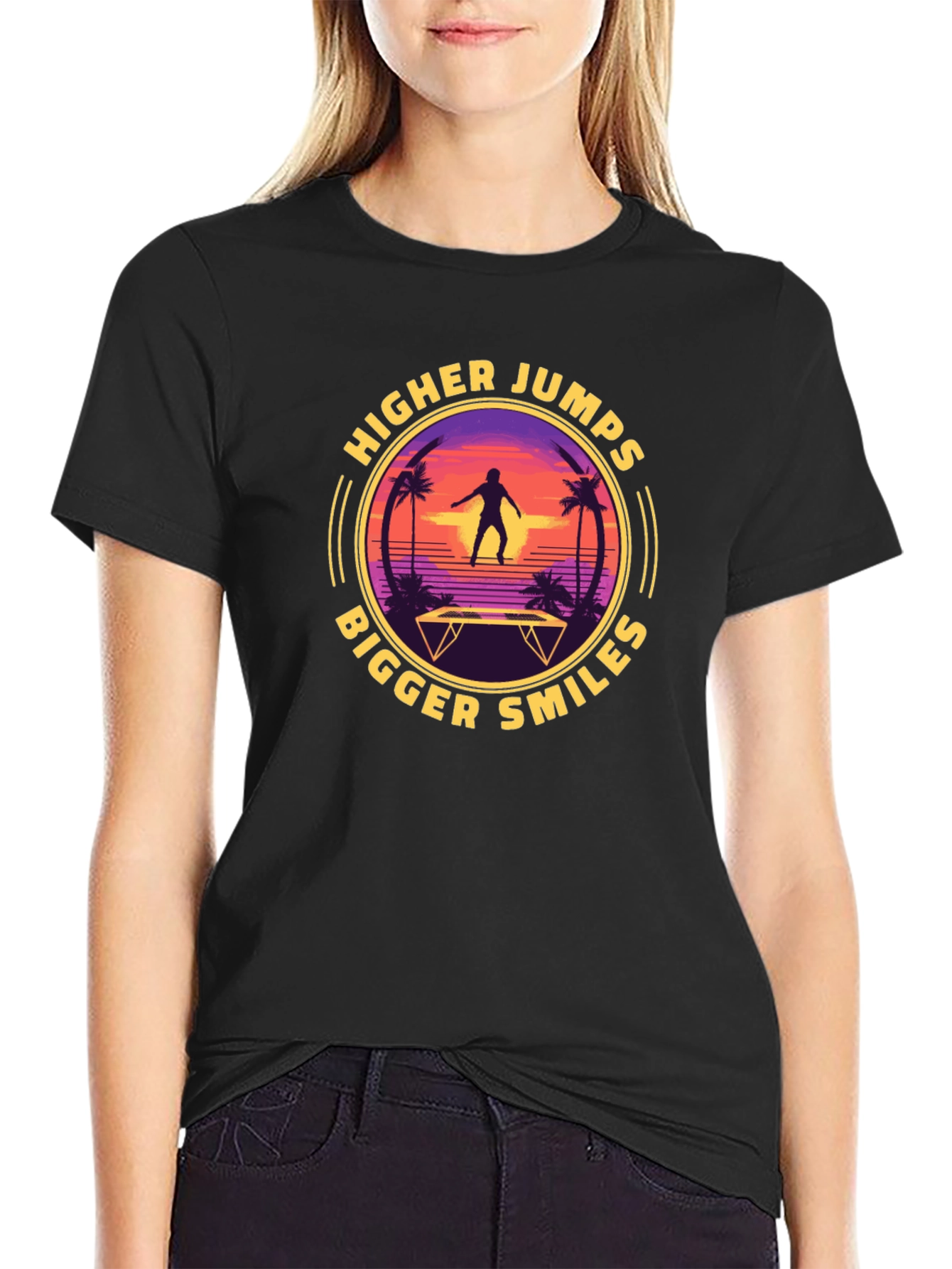 Higher Jumps Bigger Smiles Black Graphic Tee