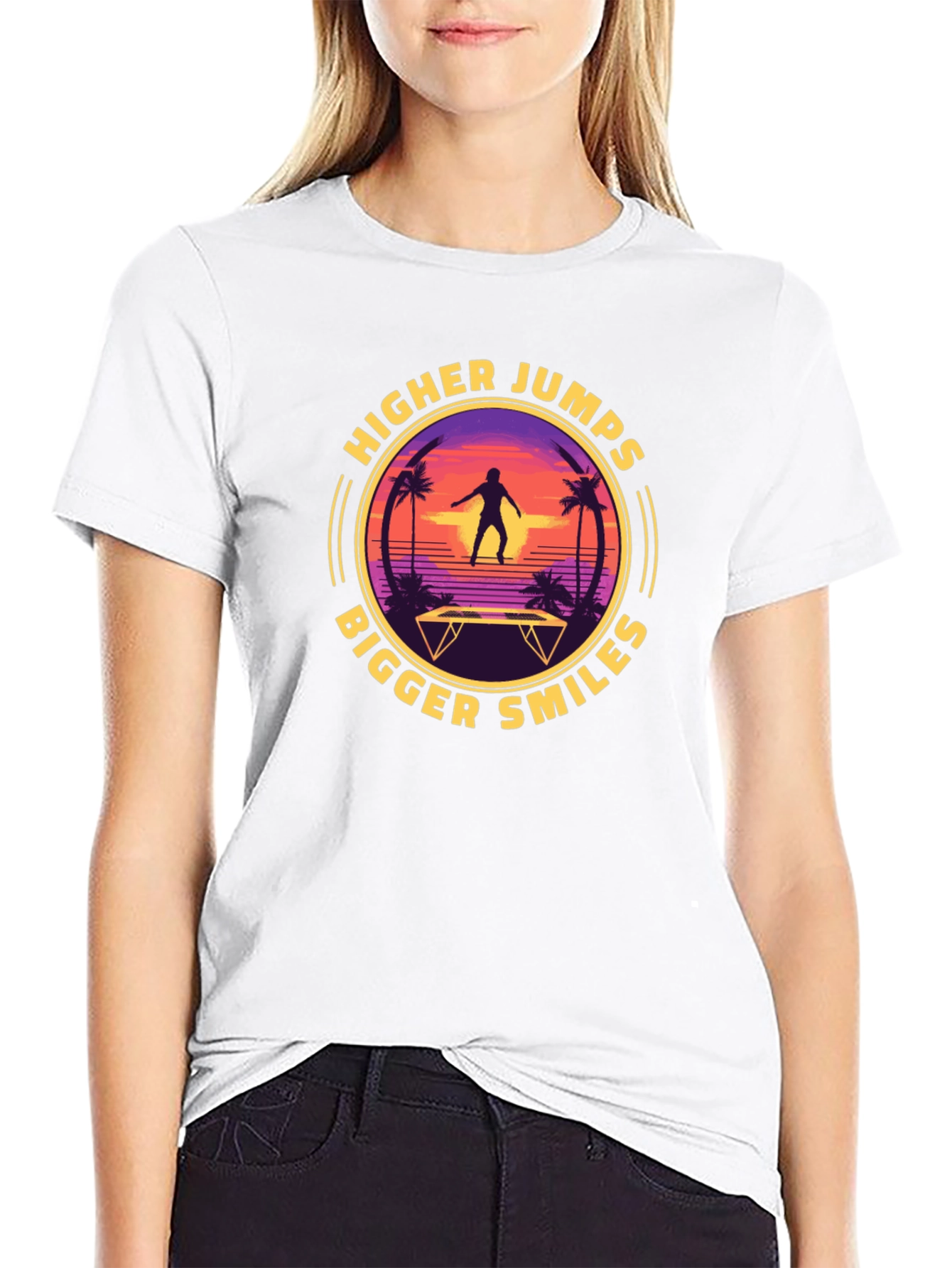Higher Jumps Bigger Smiles Black Graphic Tee