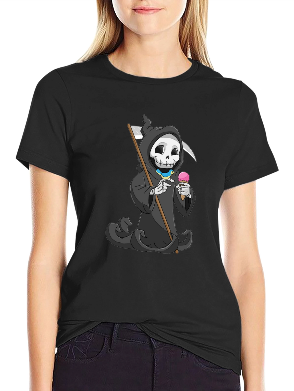 Grim Reaper Ice Cream T-Shirt - Funny Skeleton Tee