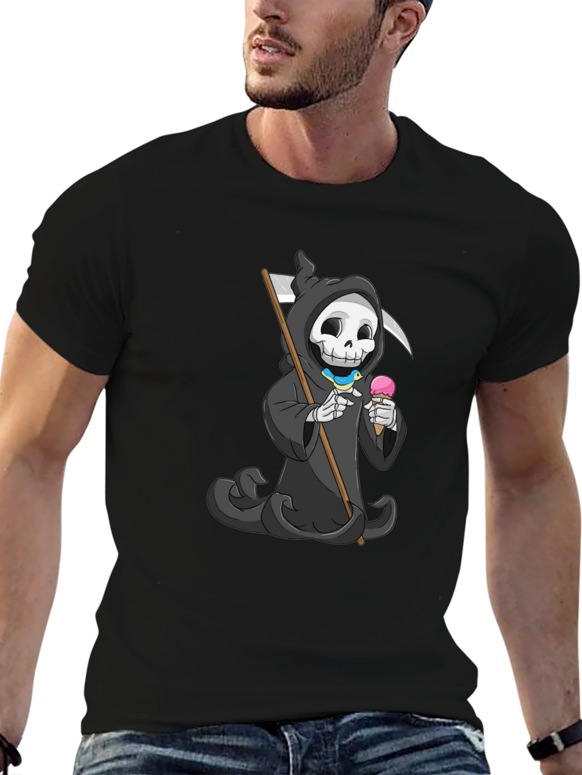 Grim Reaper Ice Cream T-Shirt - Funny Skeleton Tee