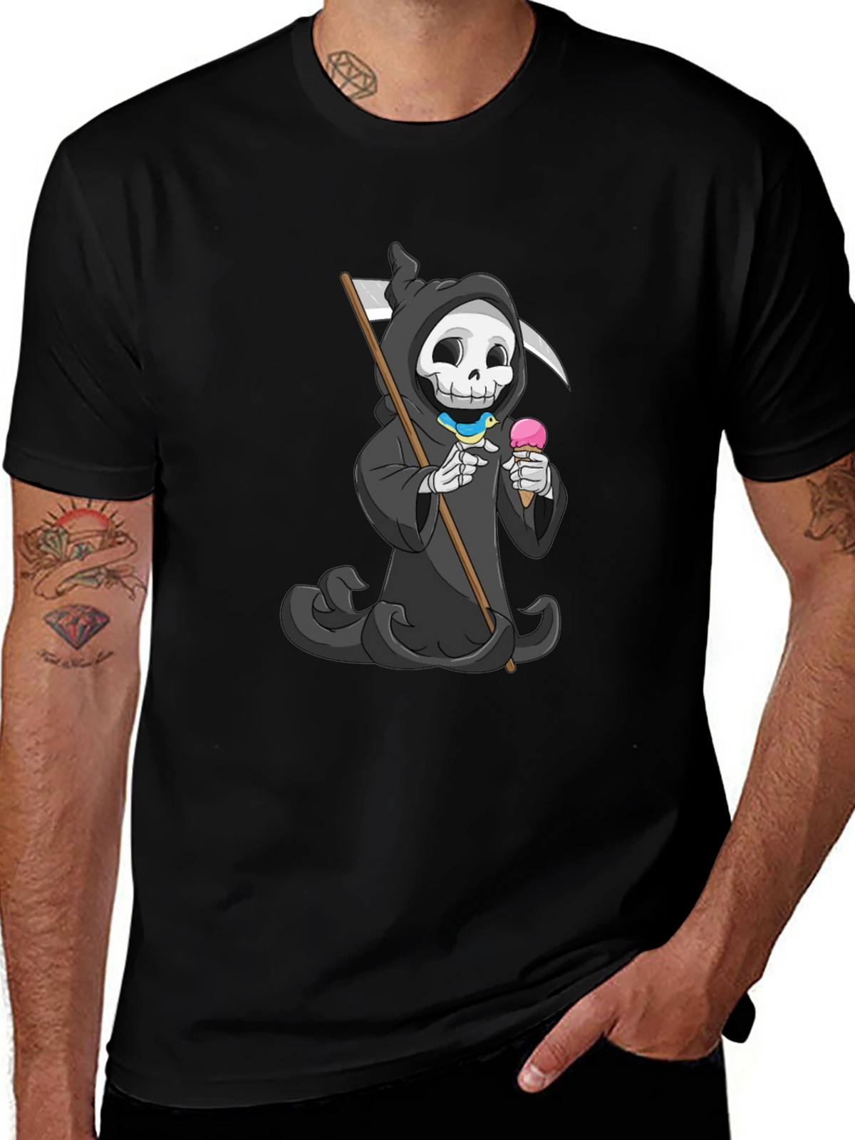Grim Reaper Ice Cream T-Shirt - Funny Skeleton Tee