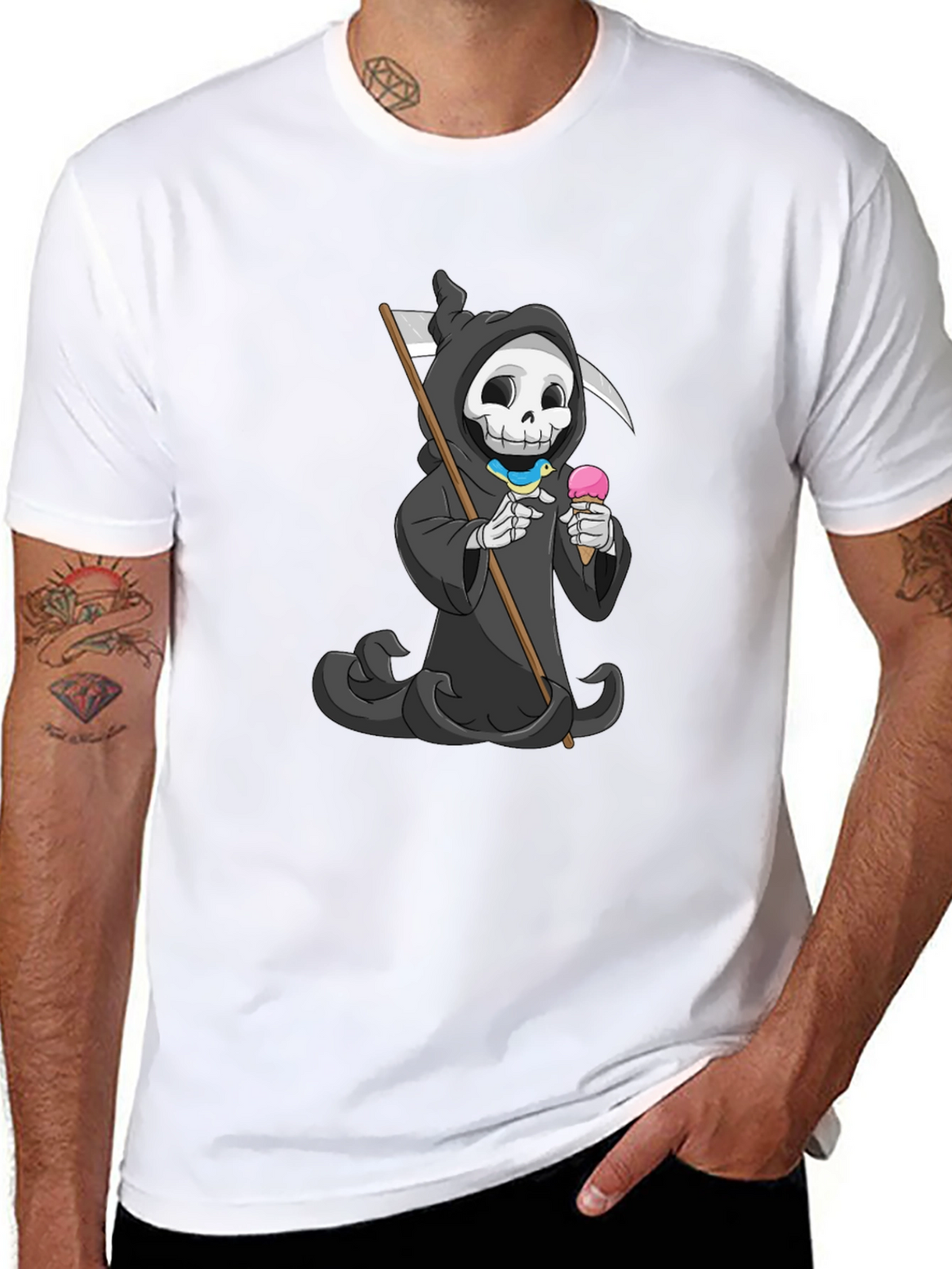 Grim Reaper Ice Cream T-Shirt - Funny Skeleton Tee
