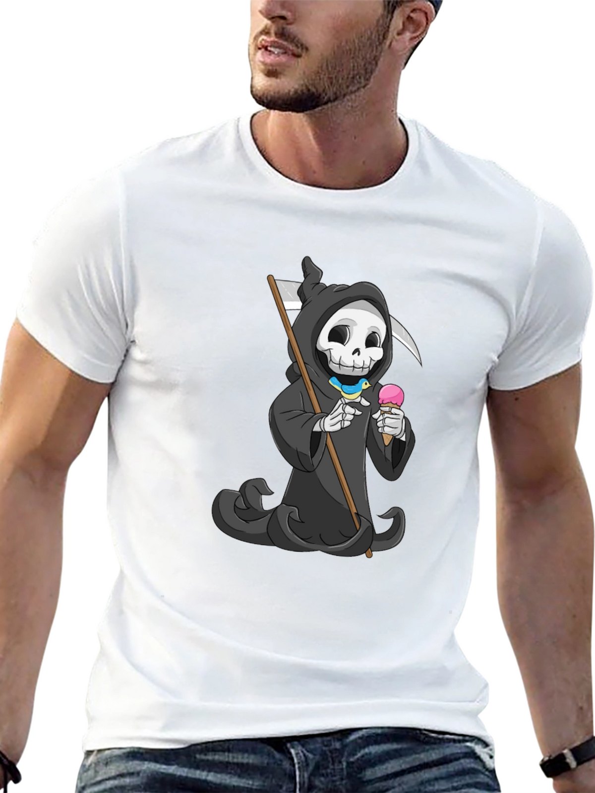 Grim Reaper Ice Cream T-Shirt - Funny Skeleton Tee