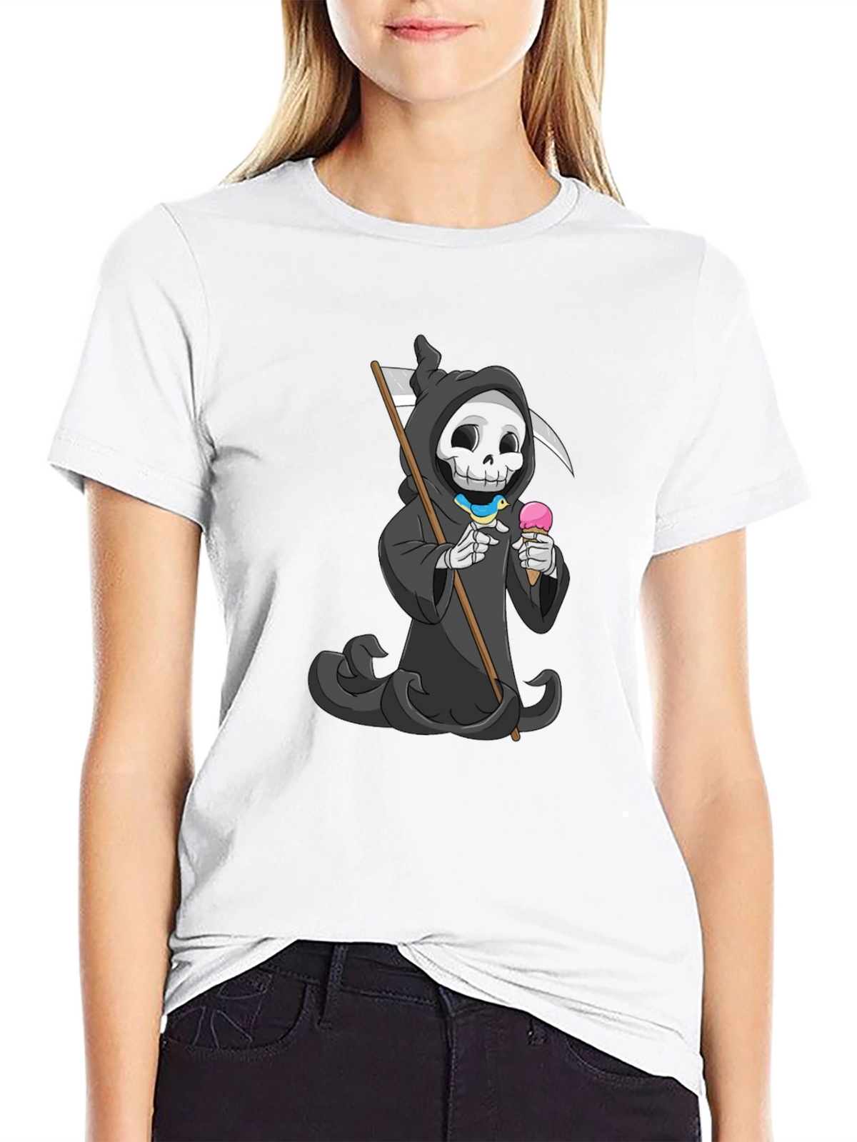 Grim Reaper Ice Cream T-Shirt - Funny Skeleton Tee