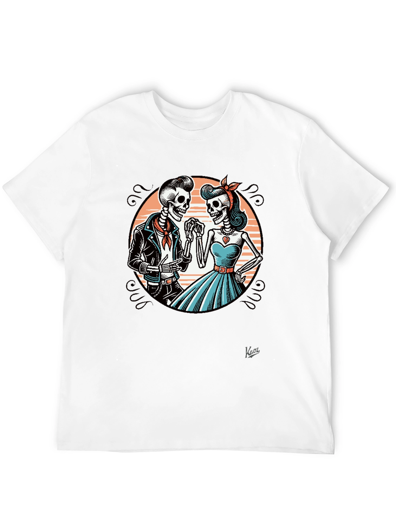 Rockabilly Skeleton Couple Graphic Tee