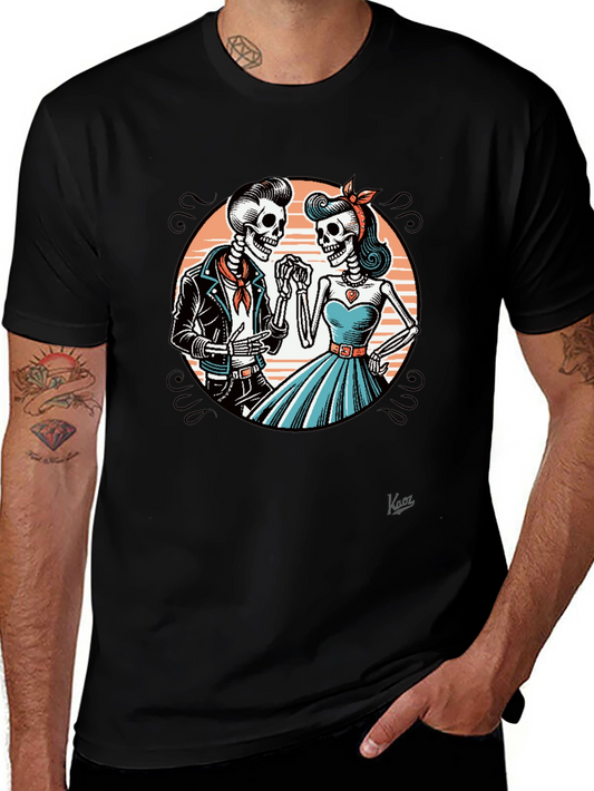 Rockabilly Skeleton Couple Graphic Tee