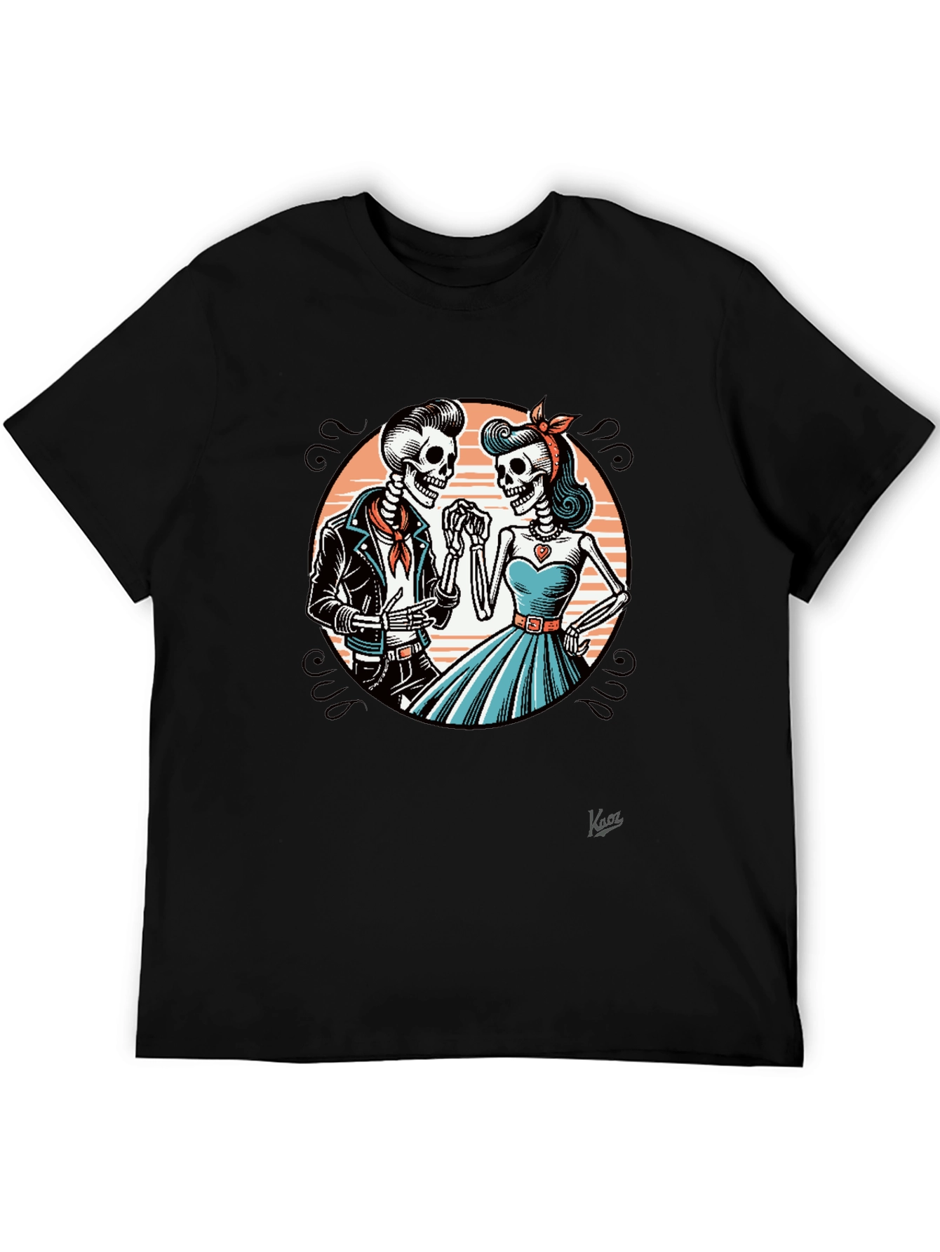 Rockabilly Skeleton Couple Graphic Tee