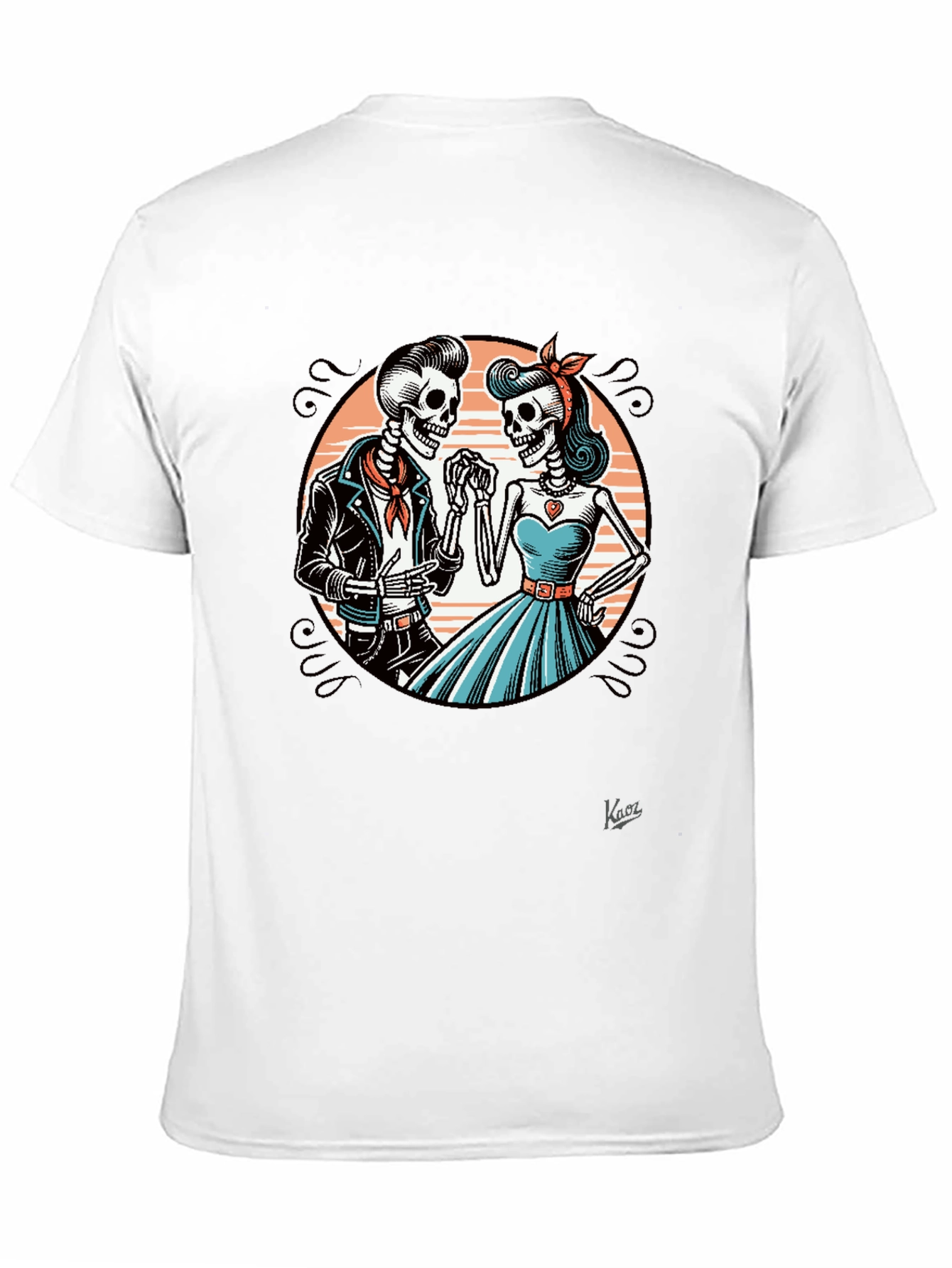Rockabilly Skeleton Couple Graphic Tee