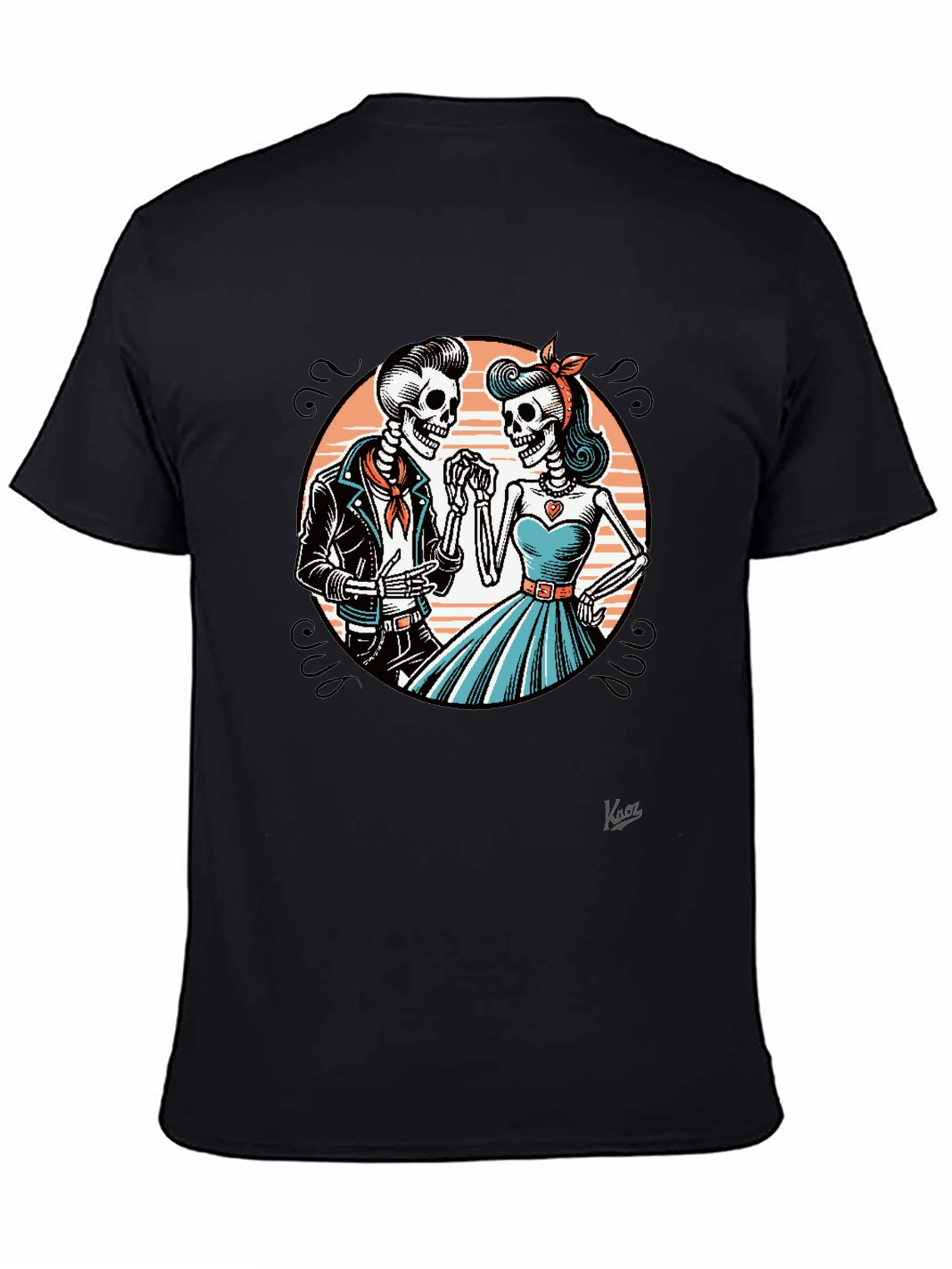 Rockabilly Skeleton Couple Graphic Tee