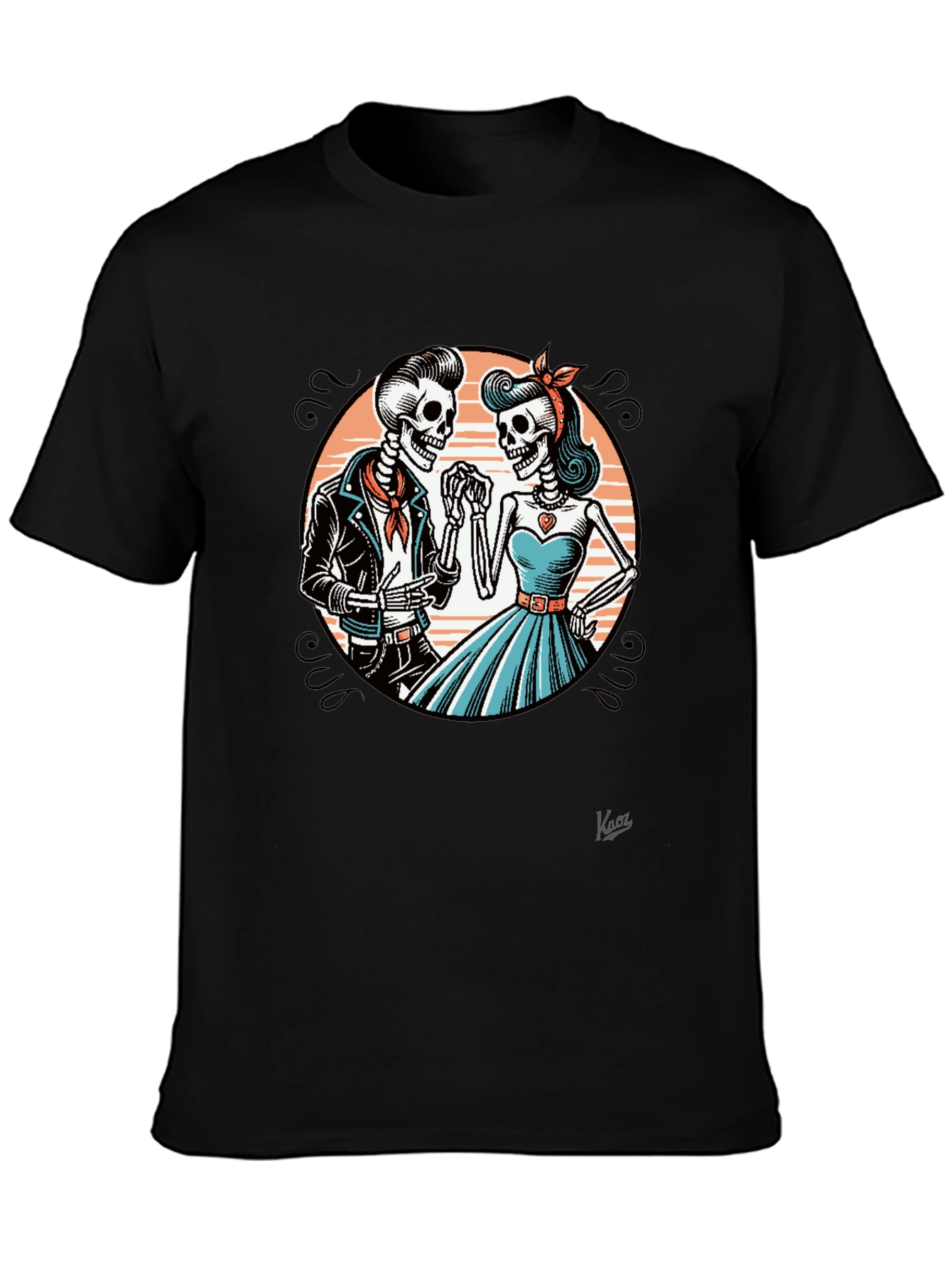 Rockabilly Skeleton Couple Graphic Tee