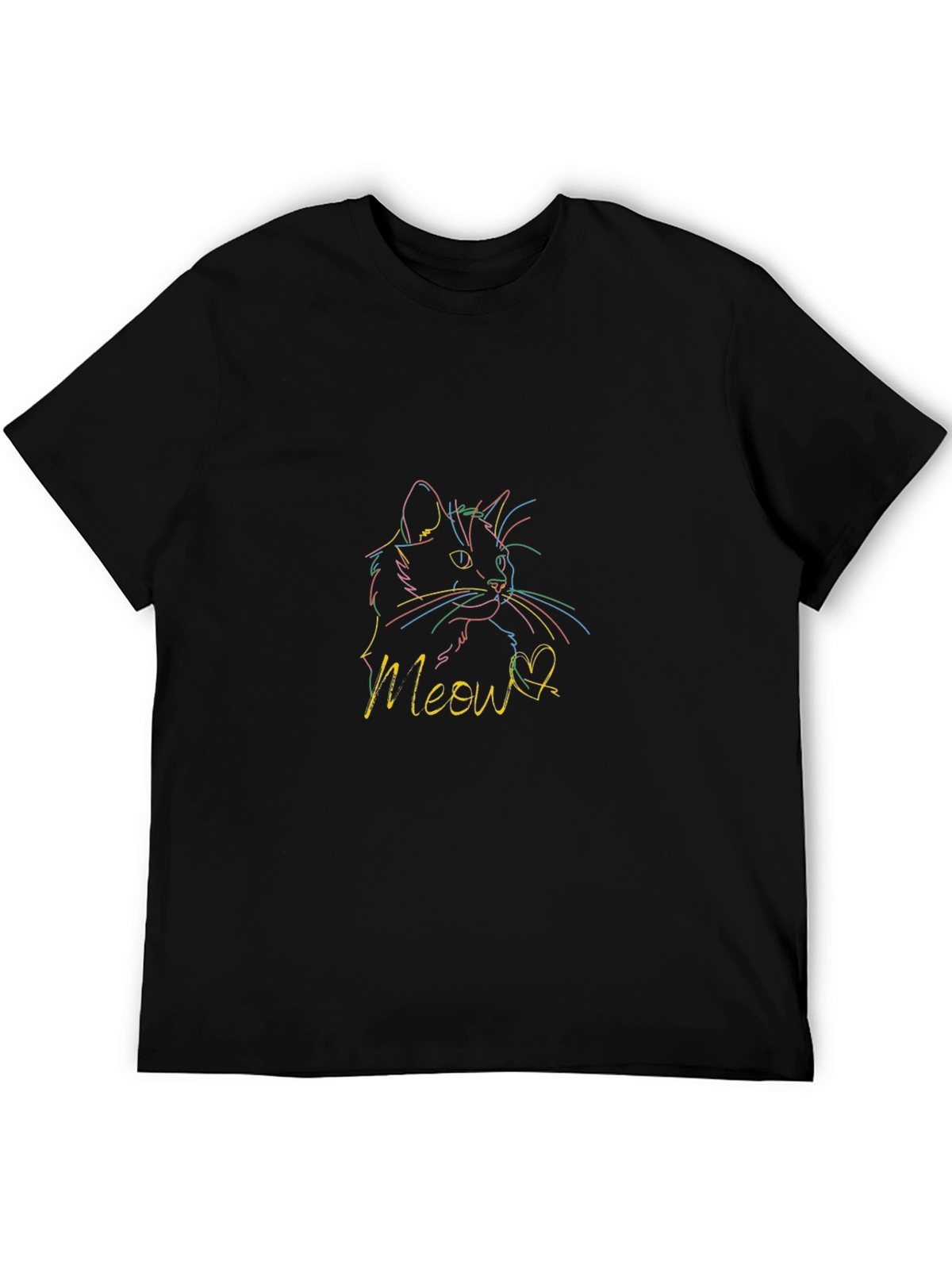 Meow Cat Graphic Print T-Shirt