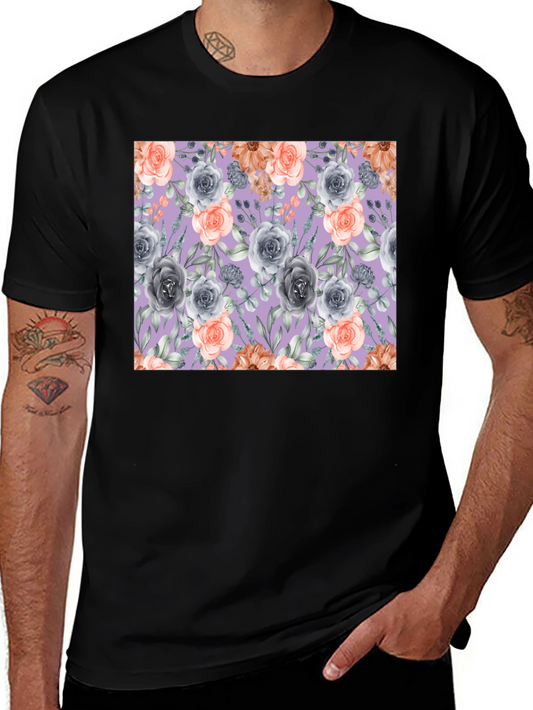 Floral Roses Print T-Shirt for Men