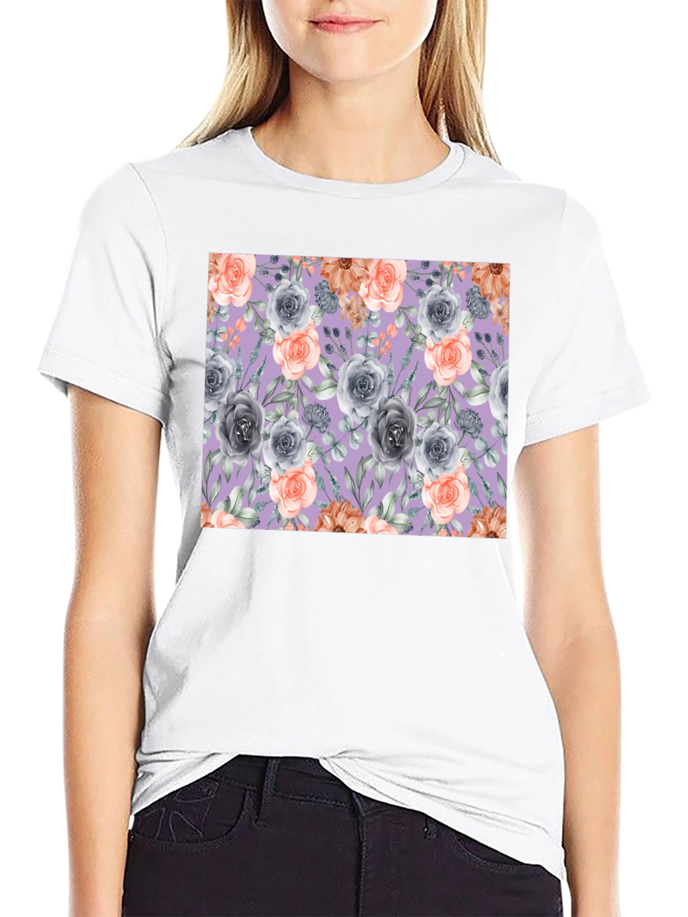 Floral Roses Print T-Shirt for Men