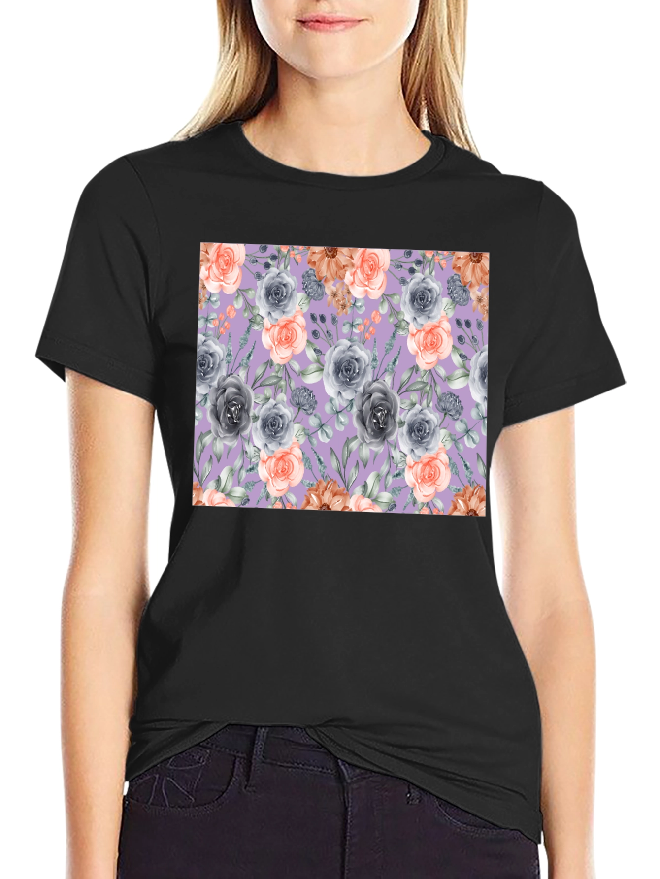 Floral Roses Print T-Shirt for Men