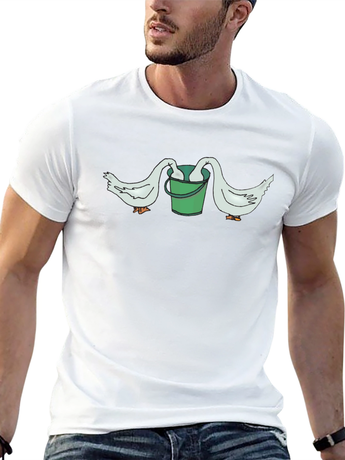 Funny Goose Bucket Graphic T-Shirt