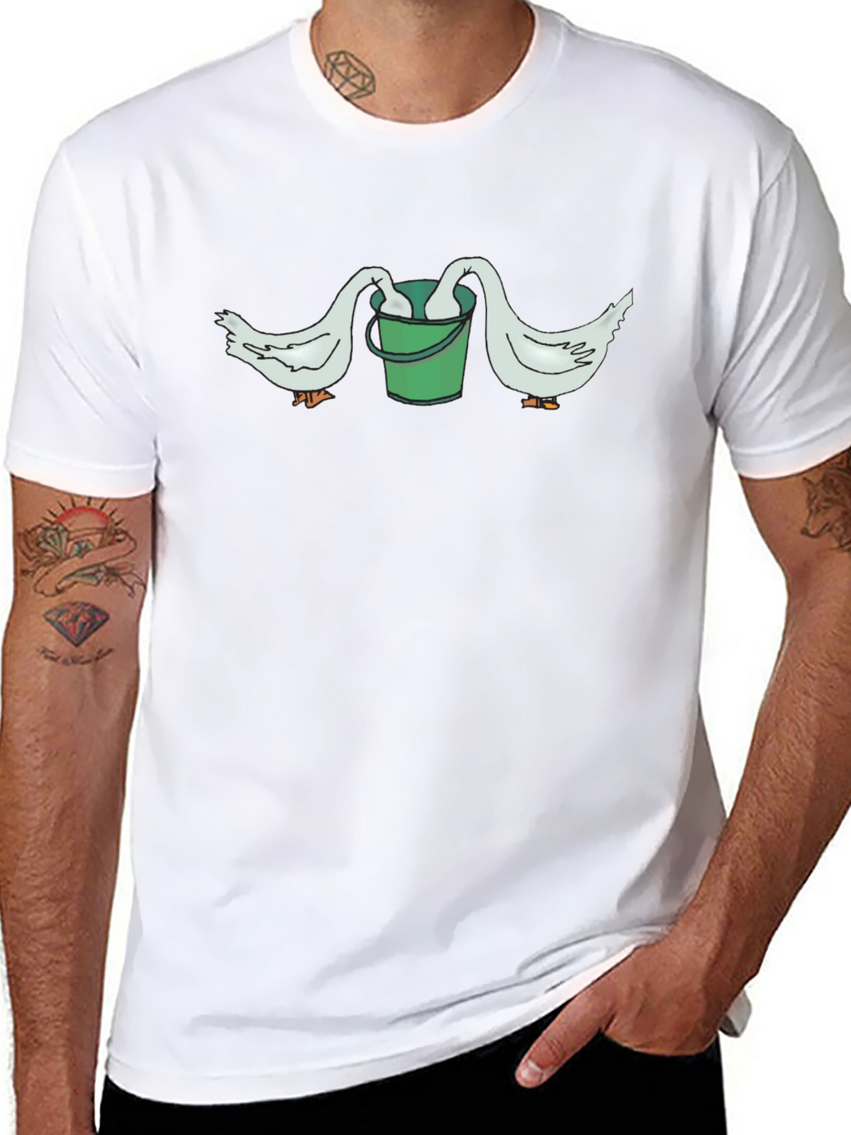 Funny Goose Bucket Graphic T-Shirt
