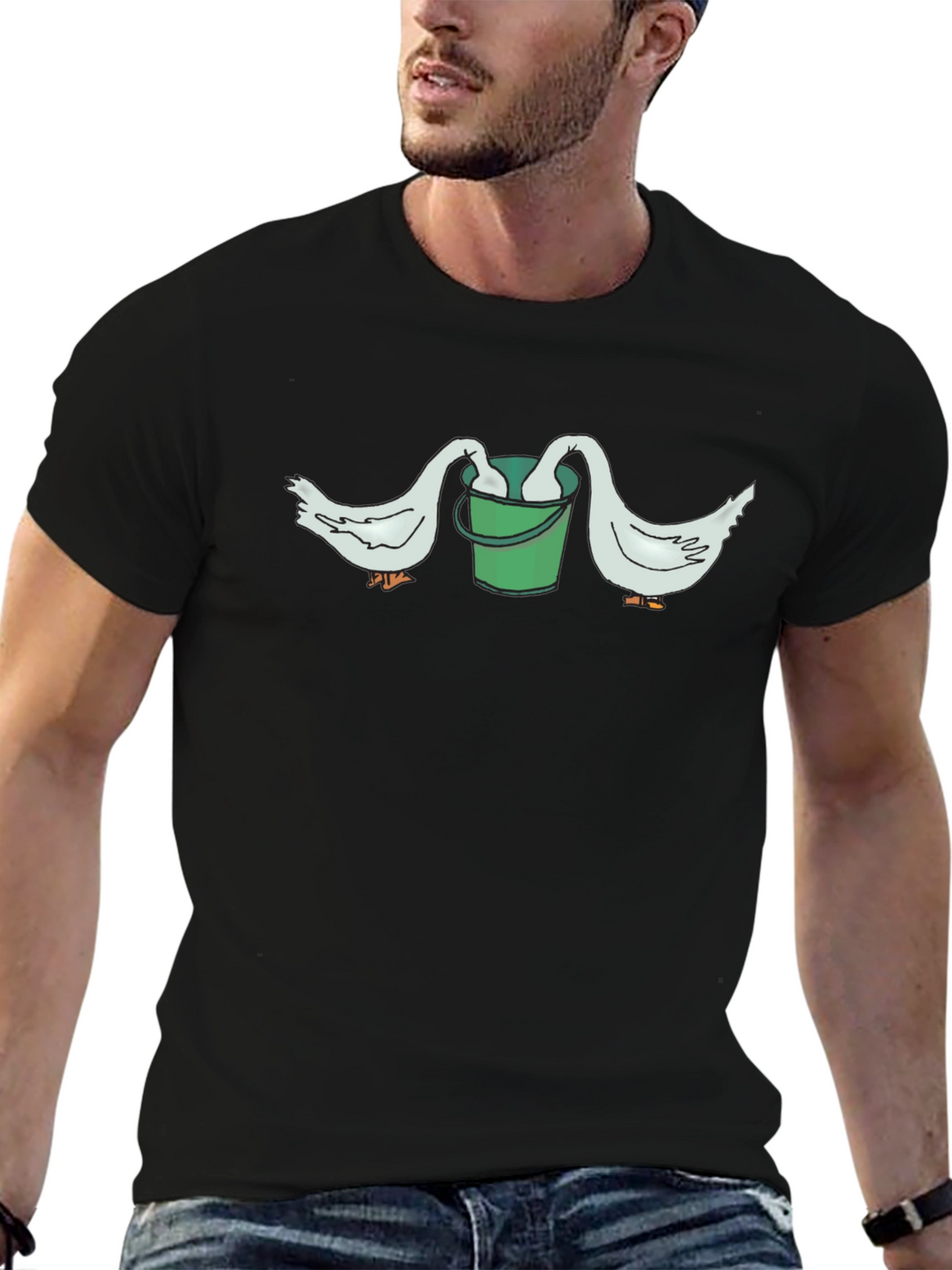 Funny Goose Bucket Graphic T-Shirt