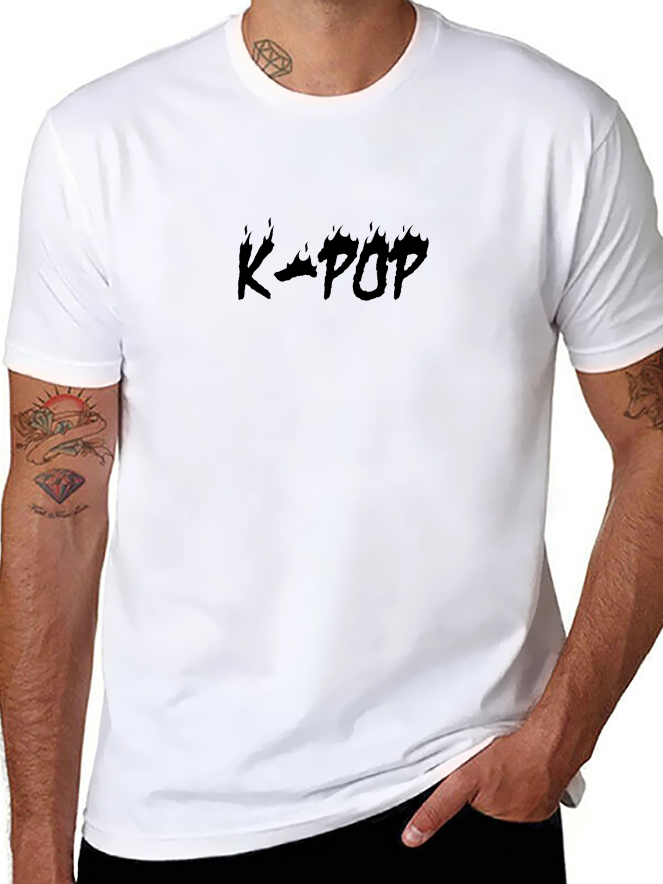 K-Pop Flame Graphic Black T-Shirt