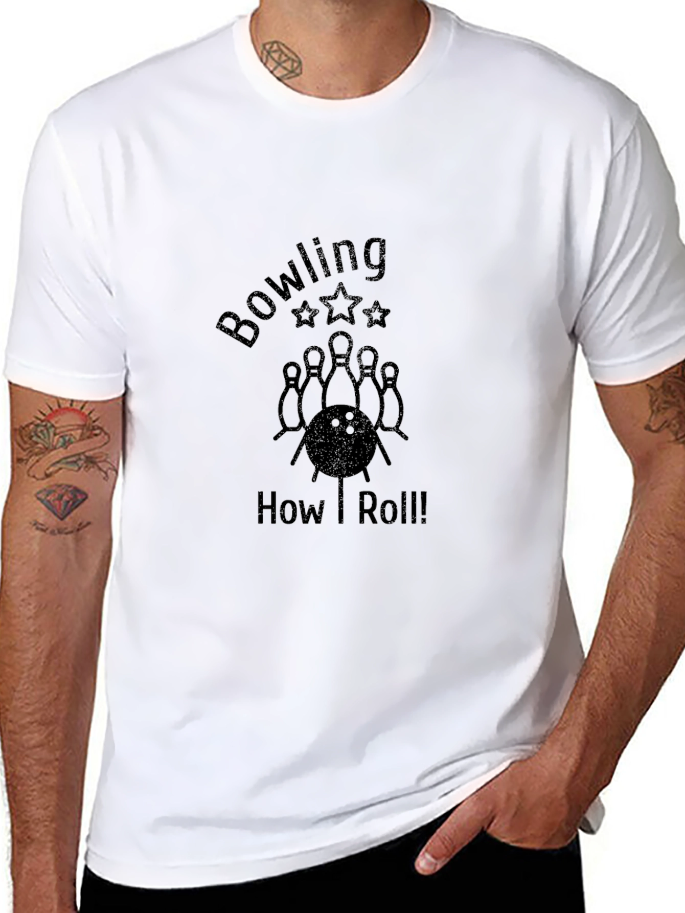 Bowling How I Roll! Mens Black Graphic Tee