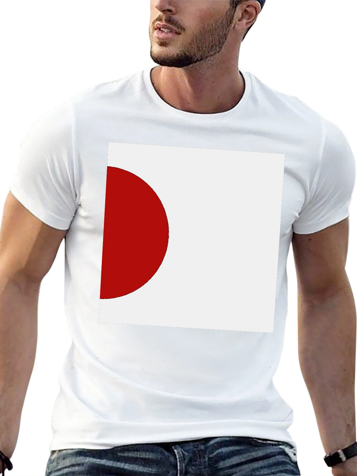 Minimalist Japan Flag Graphic Black T-Shirt